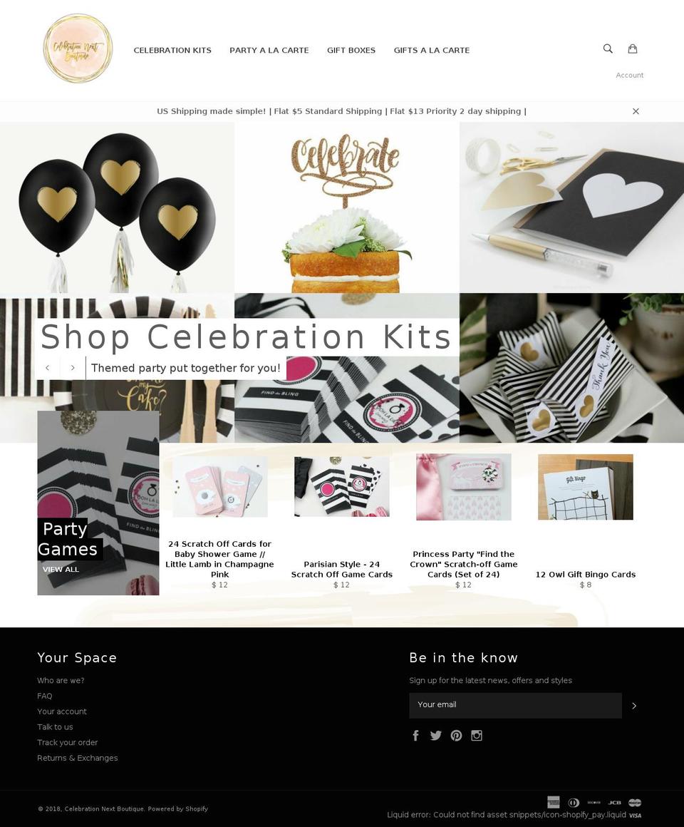 celebrationnext.com — Shopify storefront screenshot