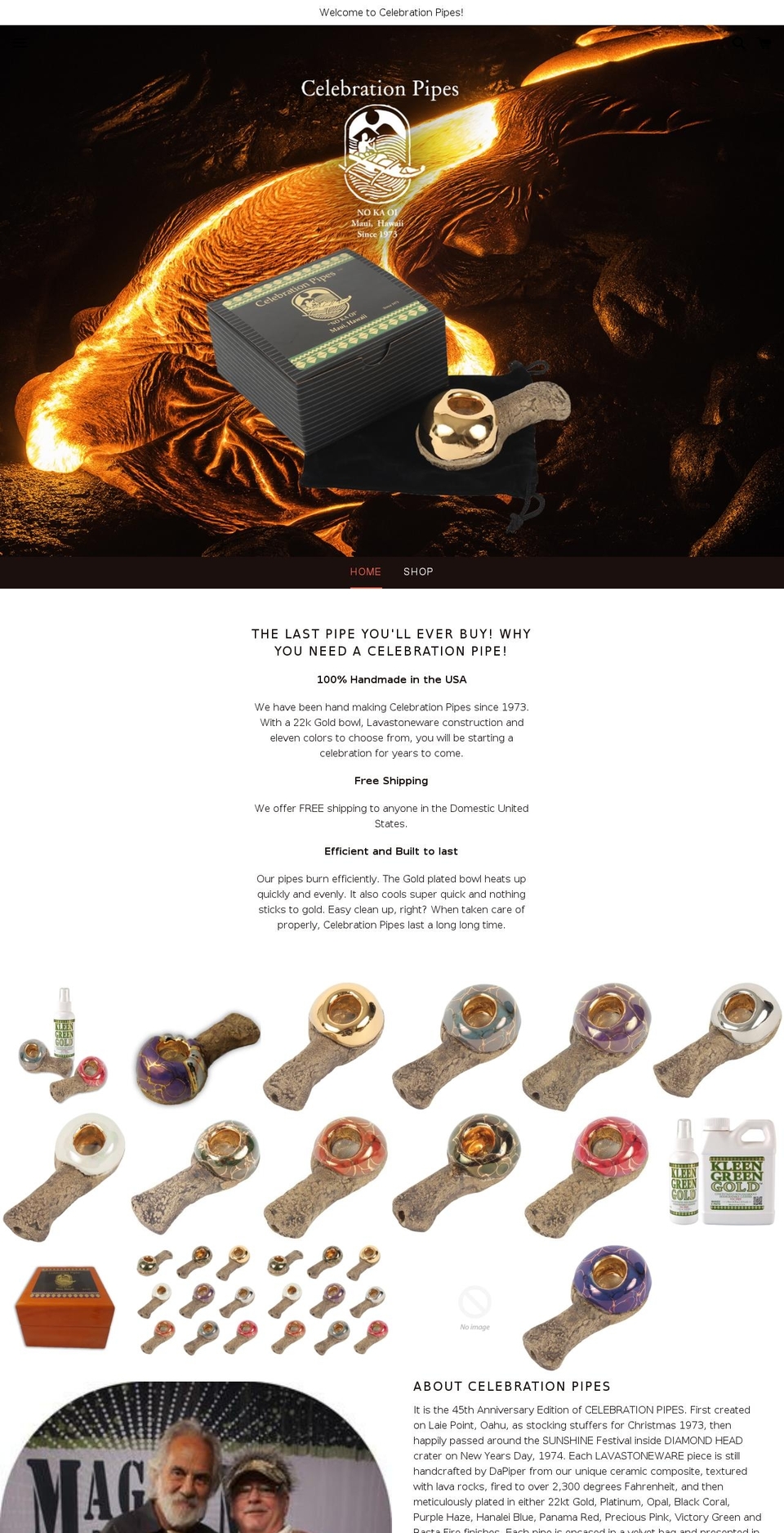 celebrationpipes.com — Shopify storefront screenshot