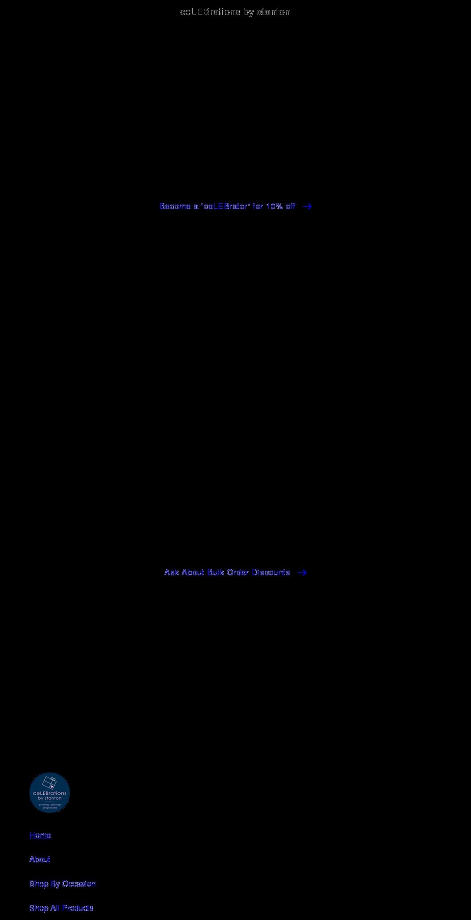 celebrationsbystanton.com shopify website screenshot