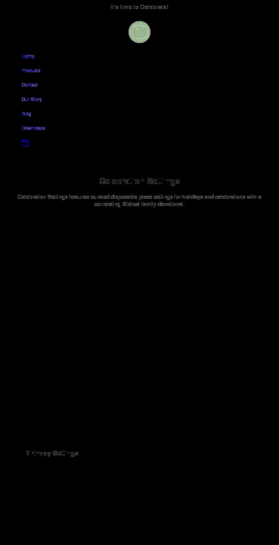 celebrationsettings.com shopify website screenshot