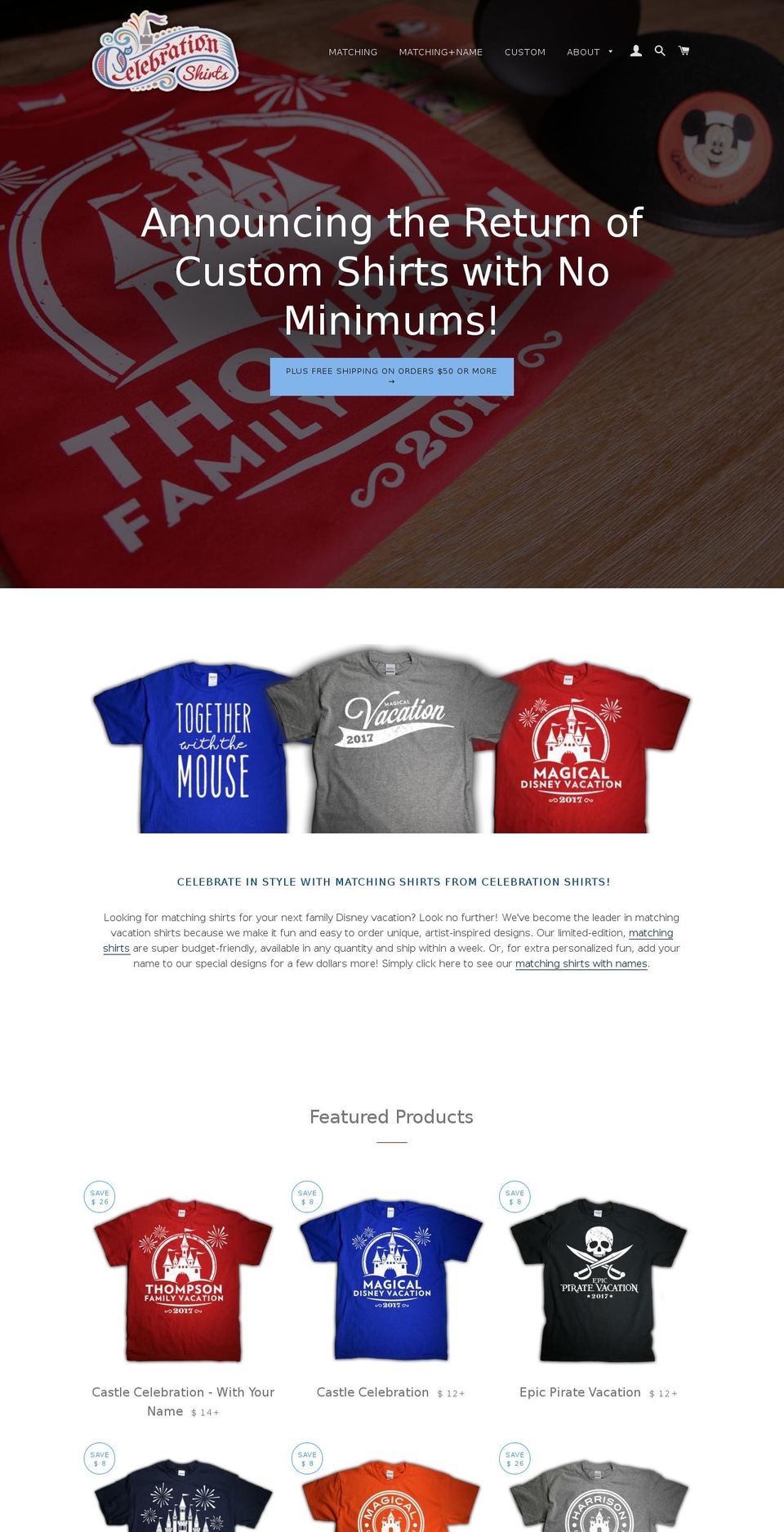 celebrationtshirts.com shopify website screenshot