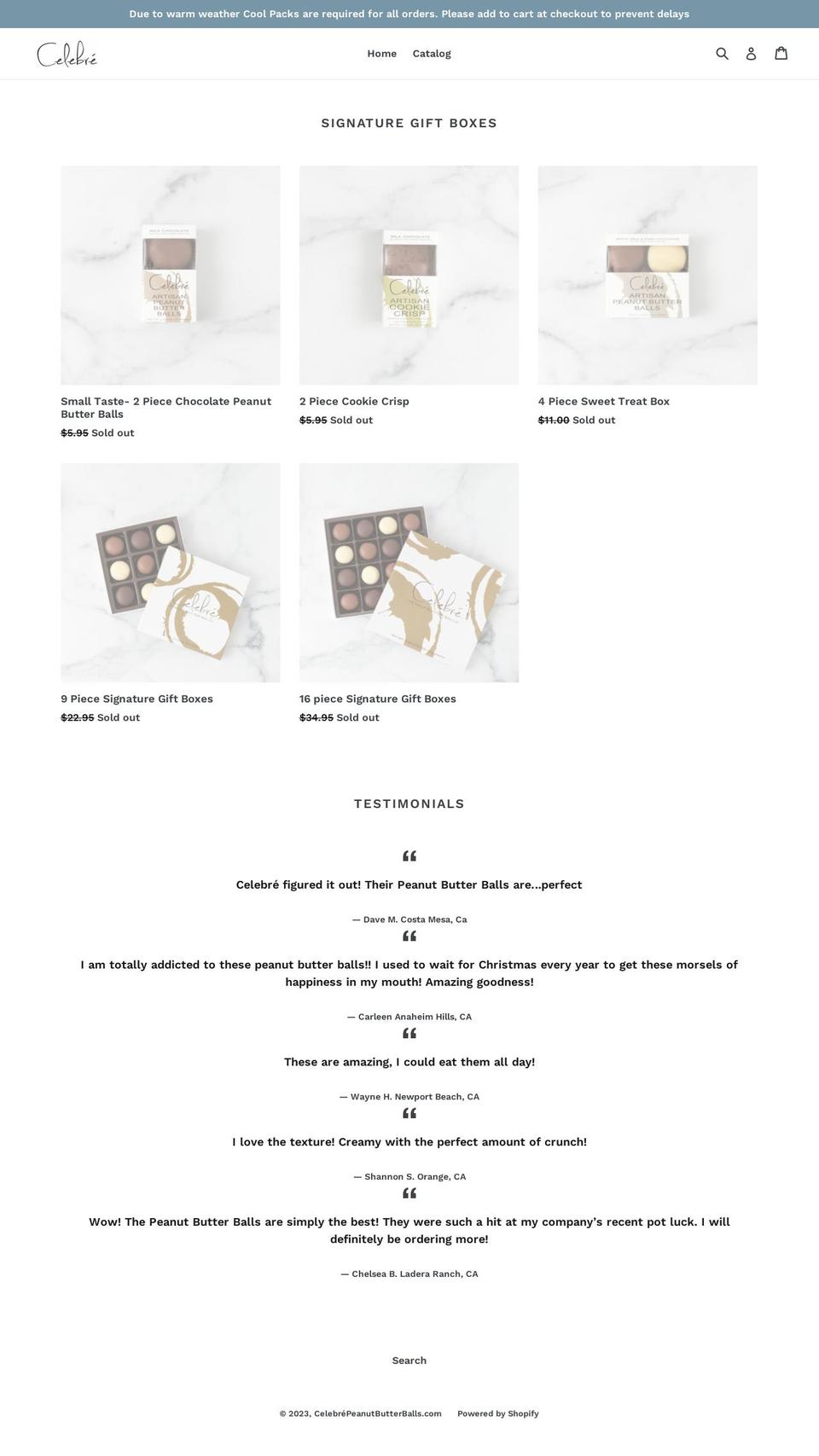celebrepeanutbutterballs-com.myshopify.com shopify website screenshot