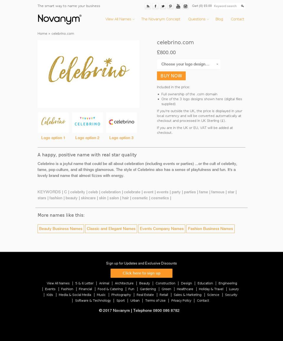 celebrino.com shopify website screenshot