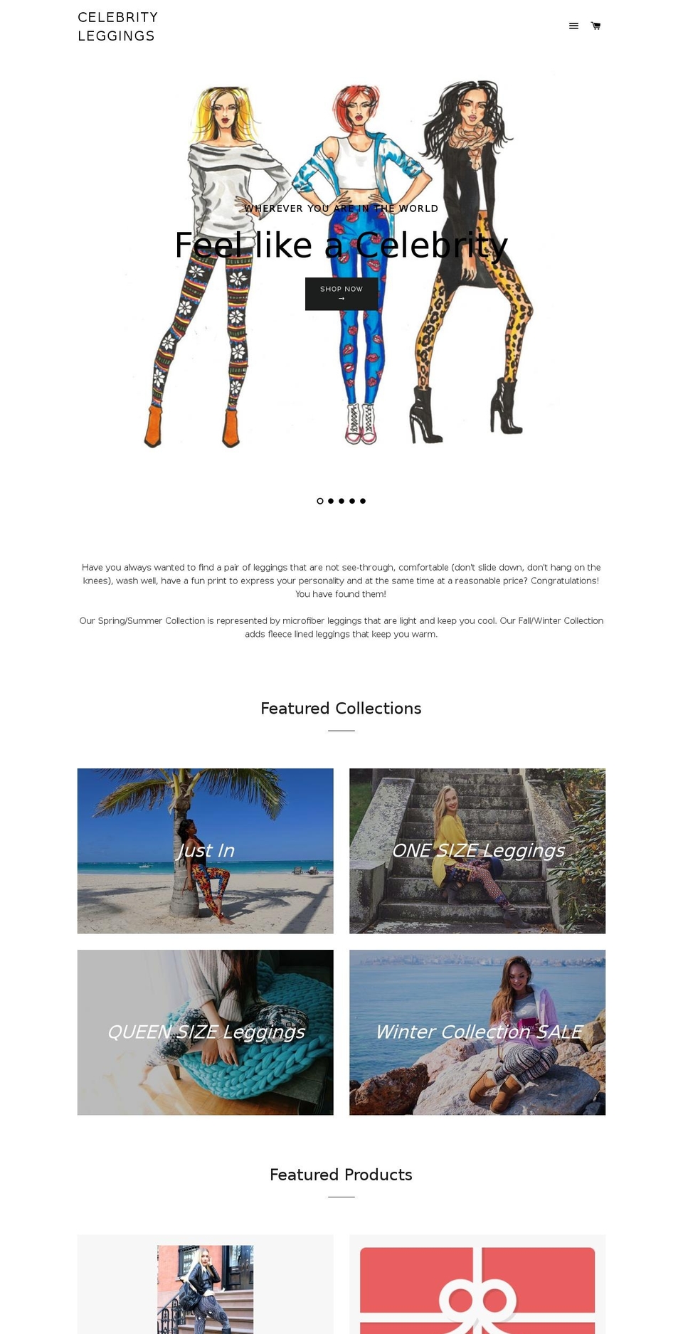 celebrity-leggings.com shopify website screenshot