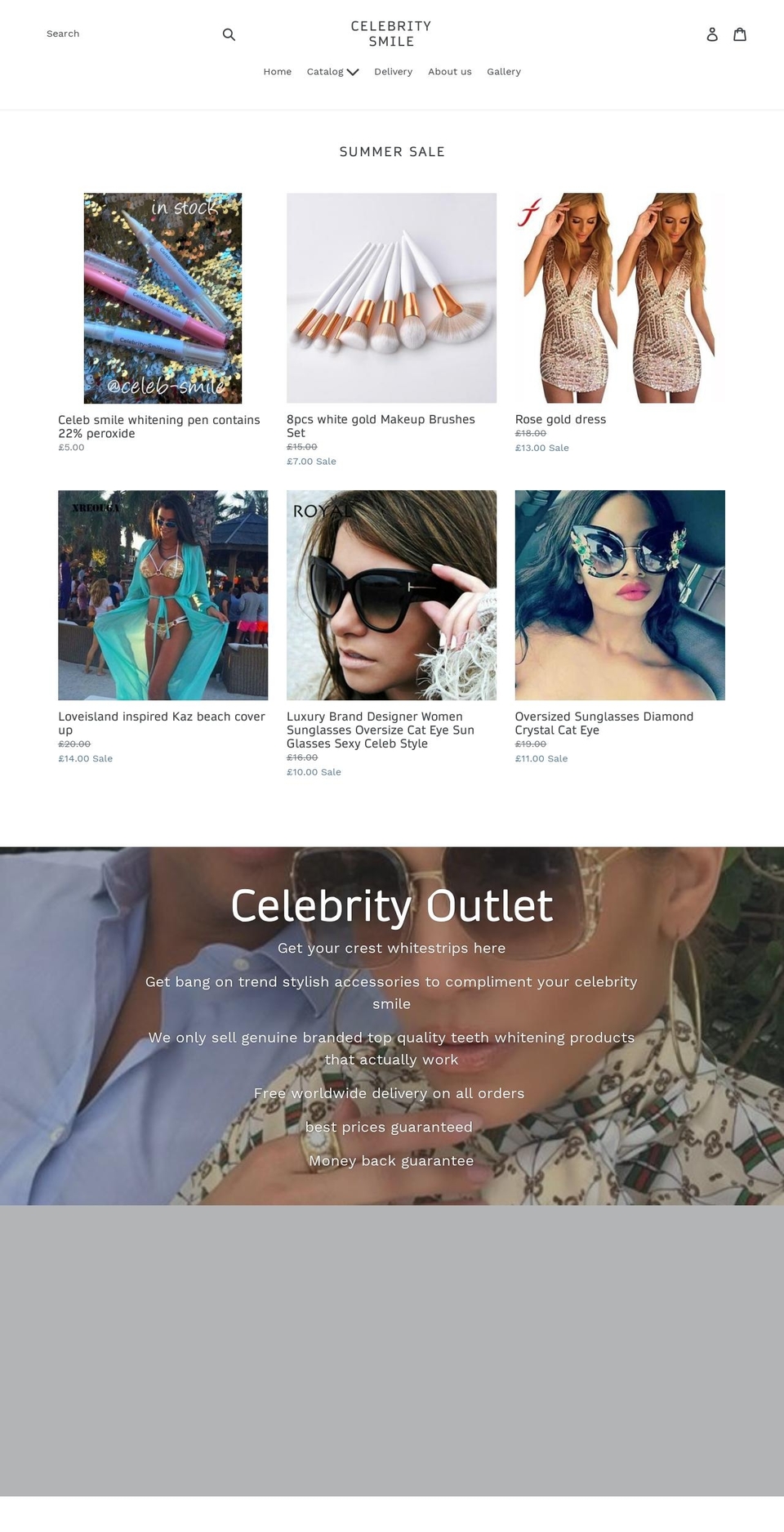 celebrity-smile.com — Shopify storefront screenshot