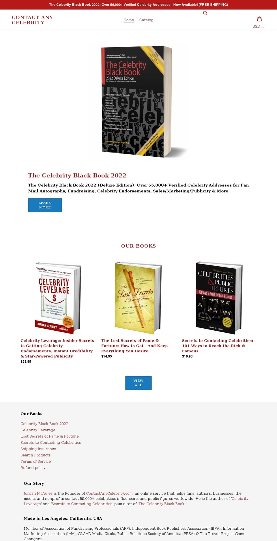 celebrityblackbook.com shopify website screenshot