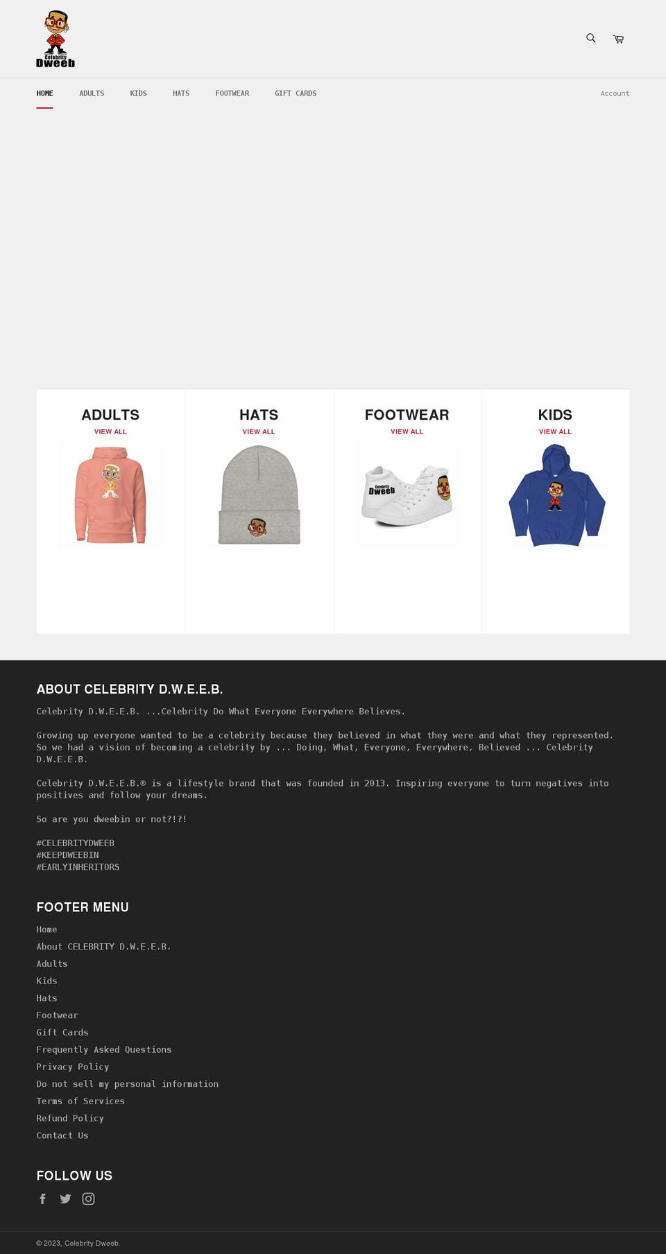 celebritydweeb.com shopify website screenshot