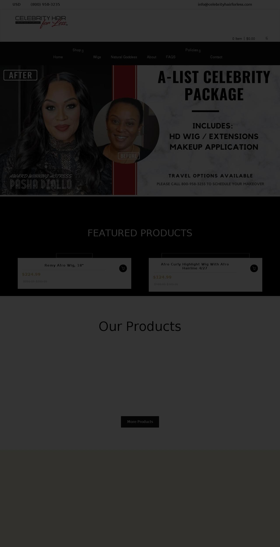 Triss Shopify theme site example celebrityhairforless.com