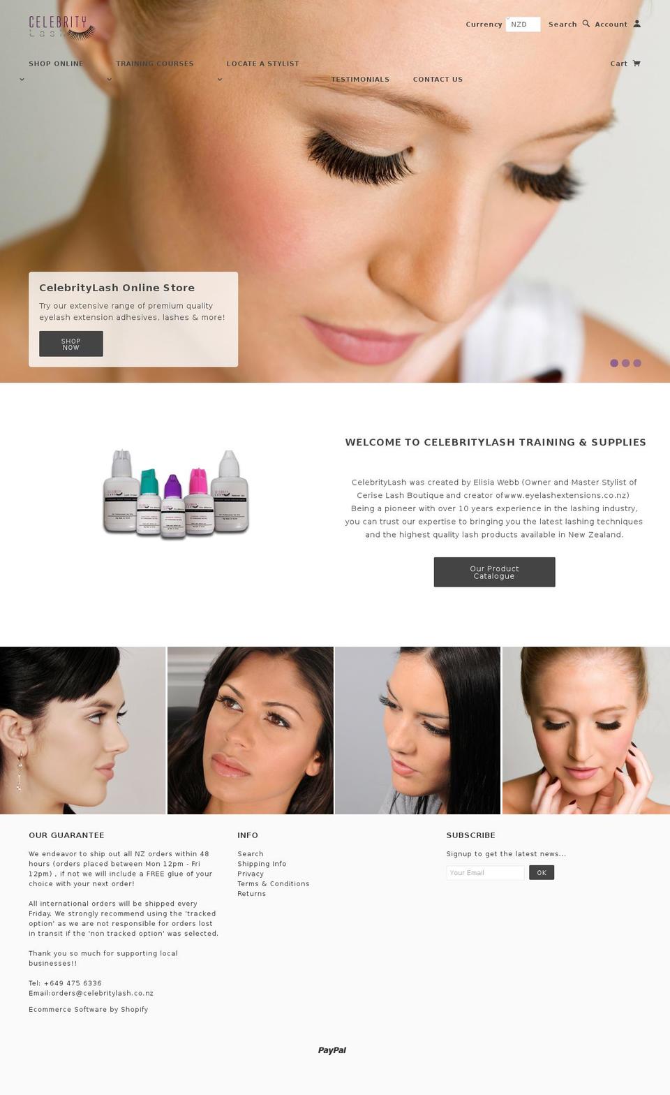 celebritylash.co.nz shopify website screenshot