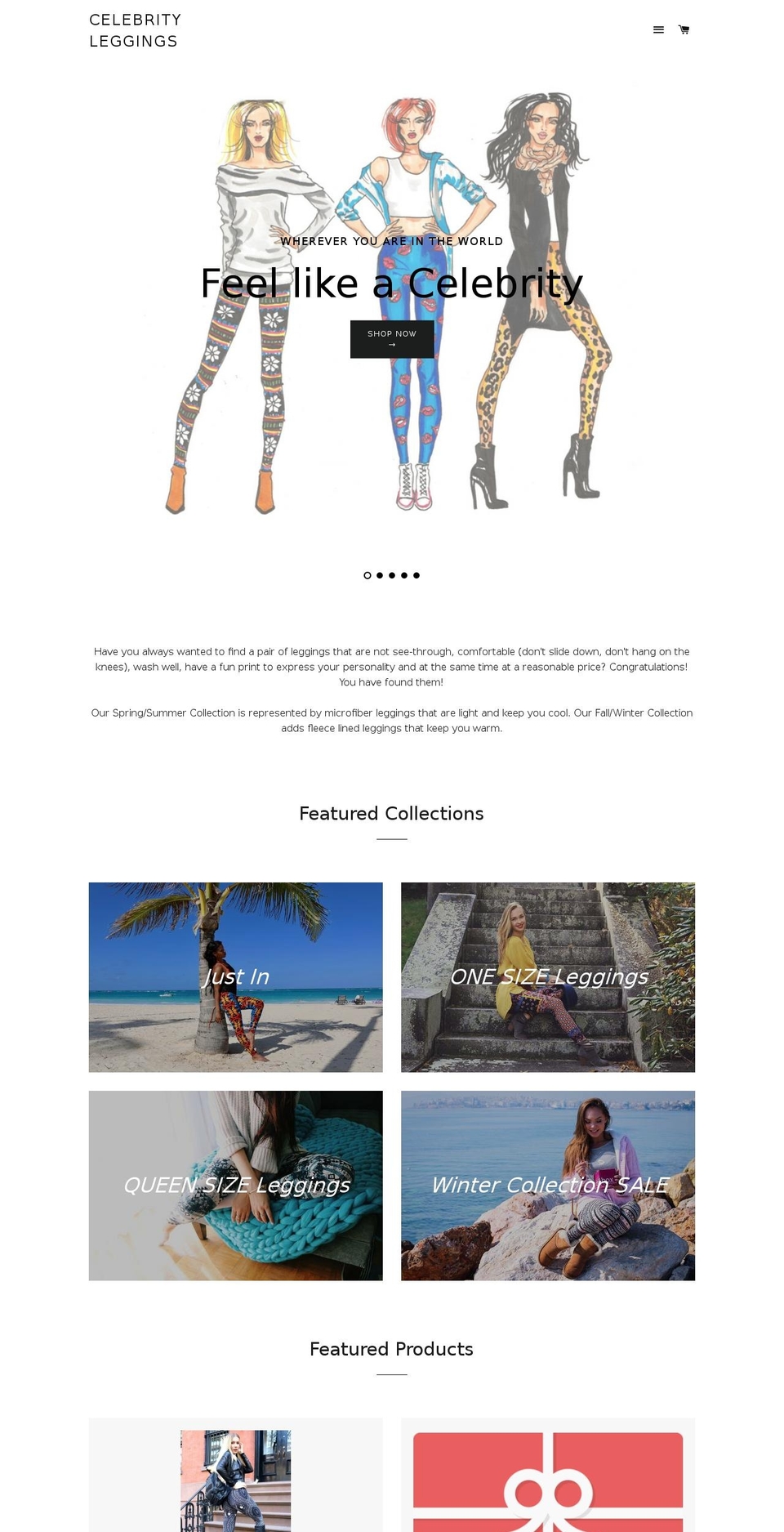 celebrityleggings.com shopify website screenshot