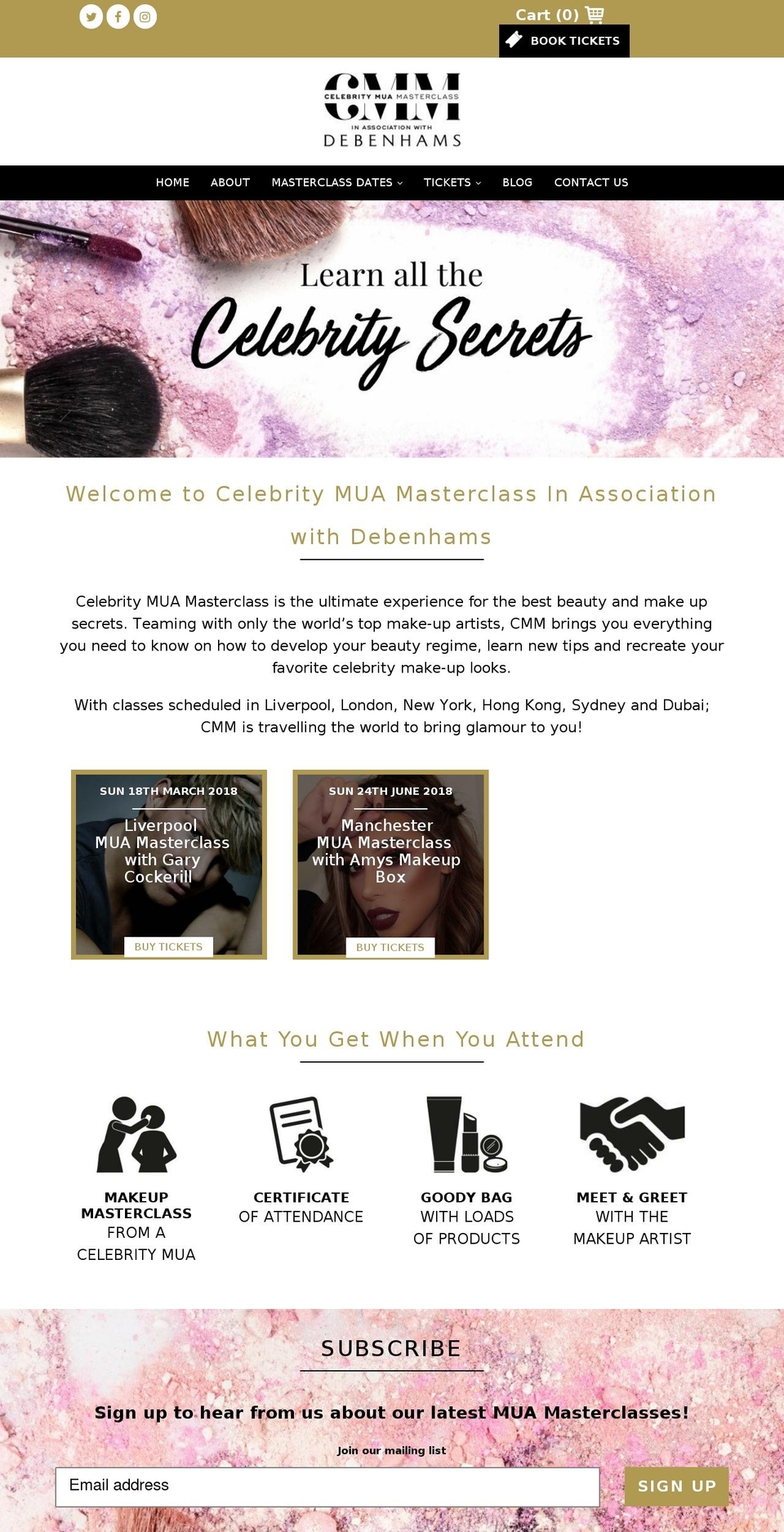 celebritymuamasterclass.com — Shopify storefront screenshot