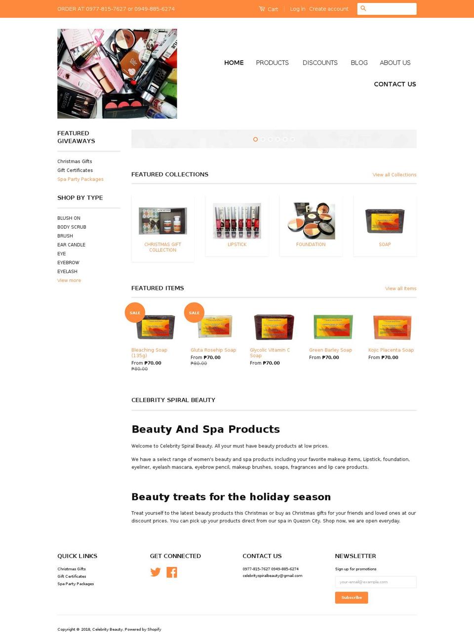 celebrityspiralbeauty.com — Shopify storefront screenshot