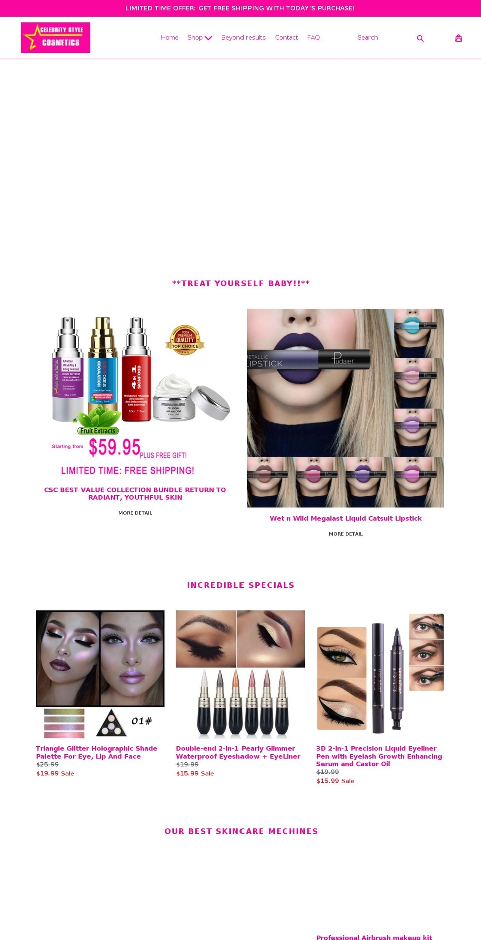 celebritystylecosmetics.com — Shopify storefront screenshot