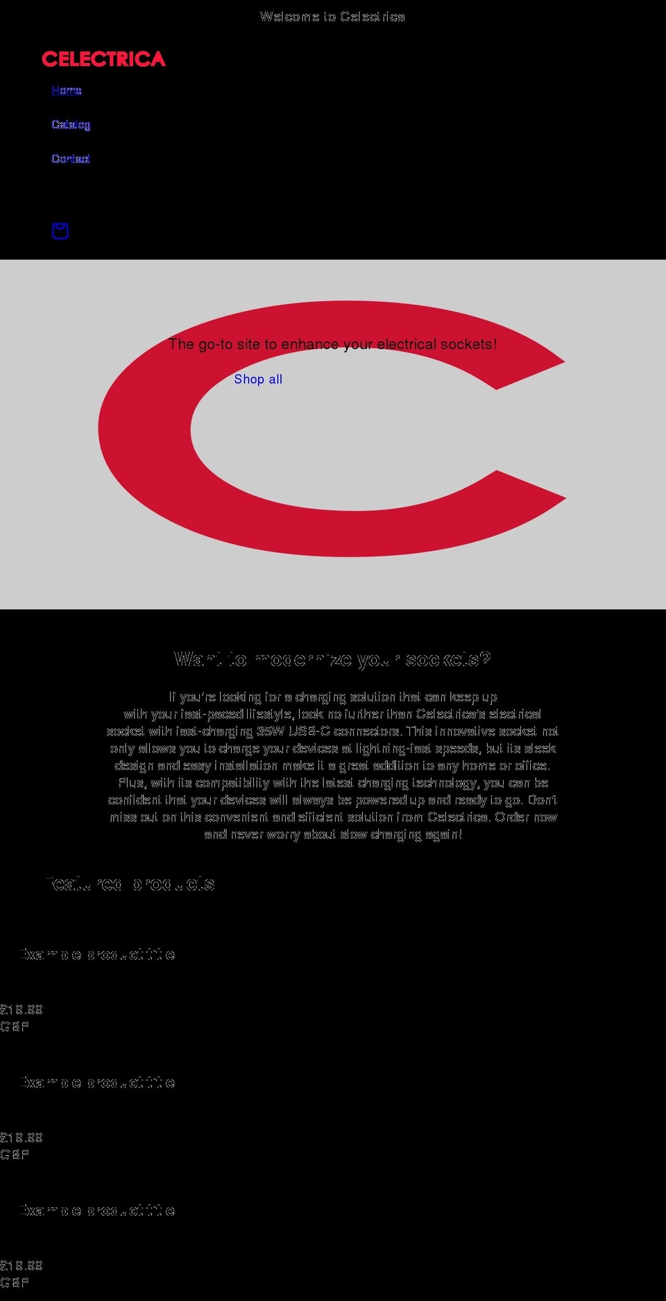 celectrica.com shopify website screenshot