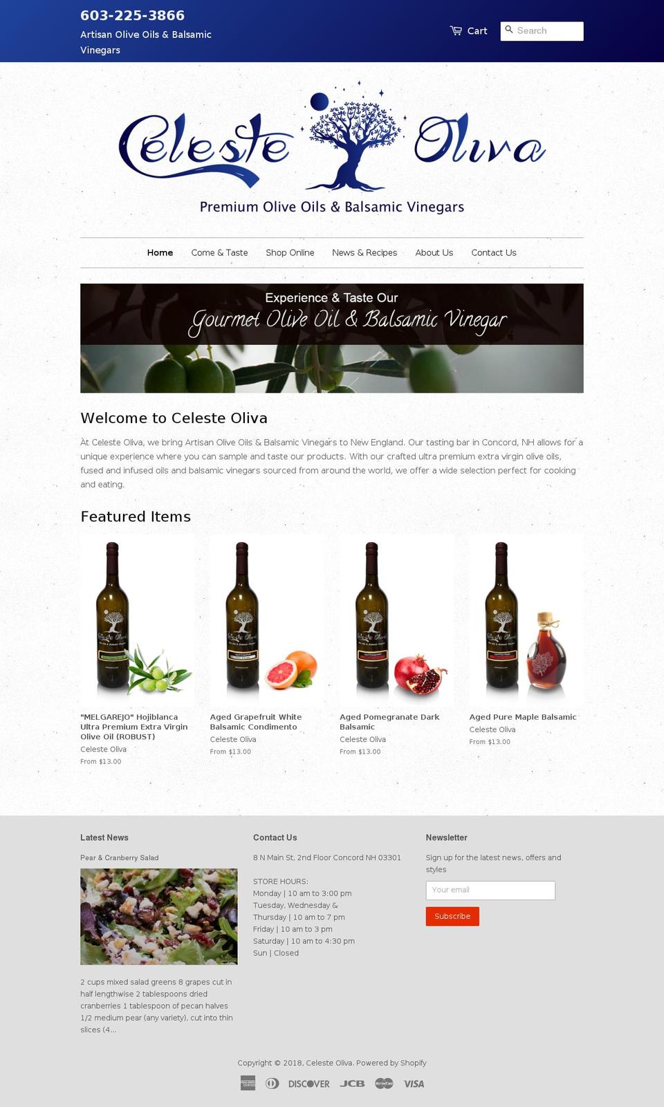 celesteoliva.com shopify website screenshot