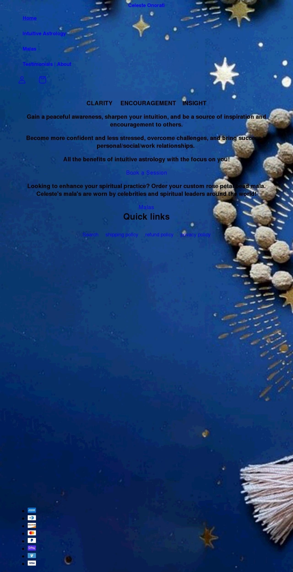 celesteonorati.com shopify website screenshot