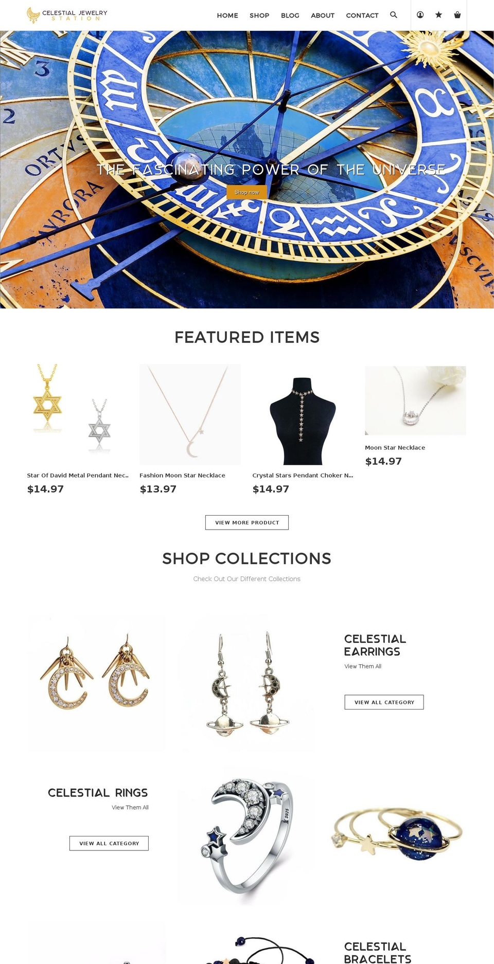 celestial-jewelry.com shopify website screenshot