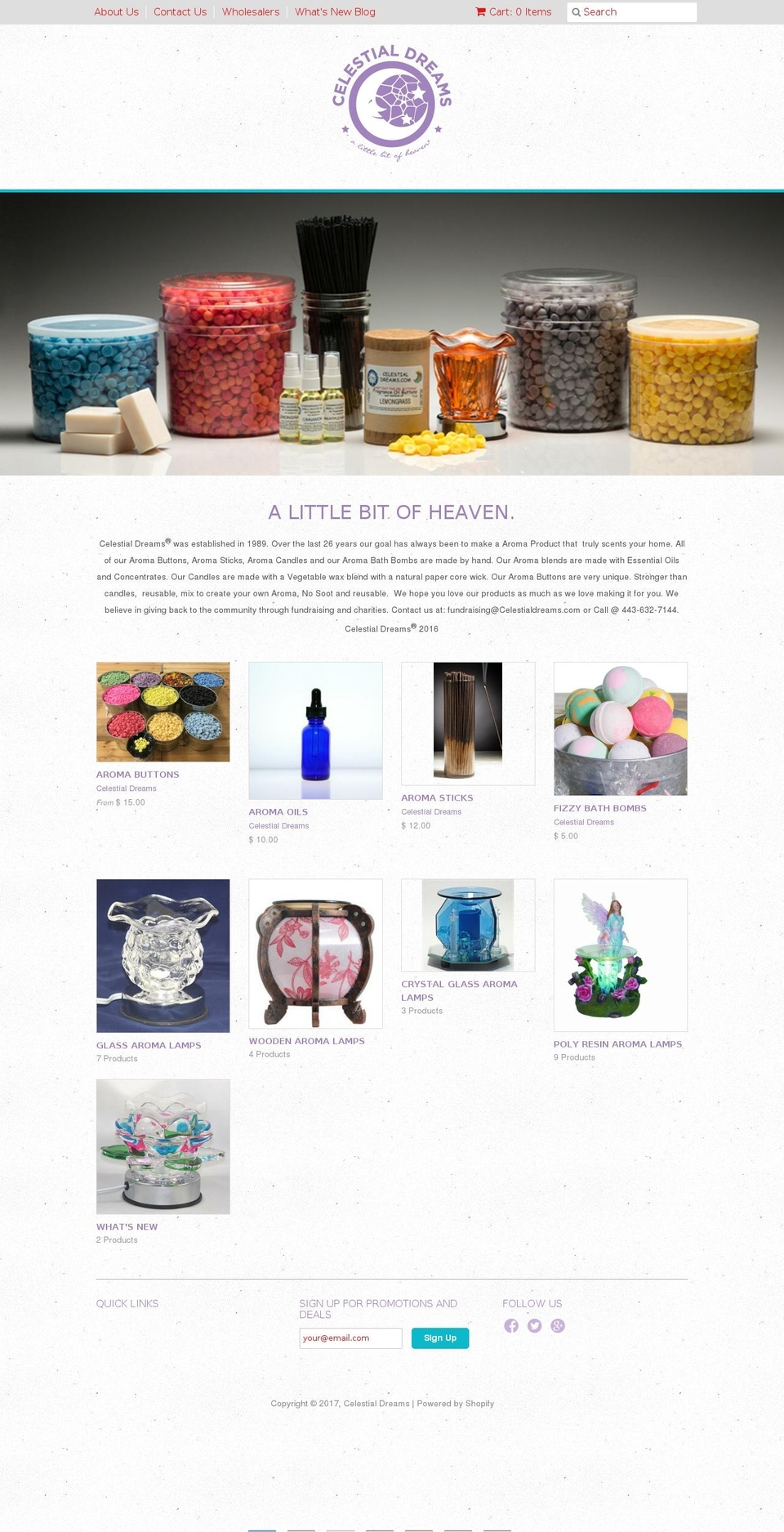 celestialdreams.com shopify website screenshot