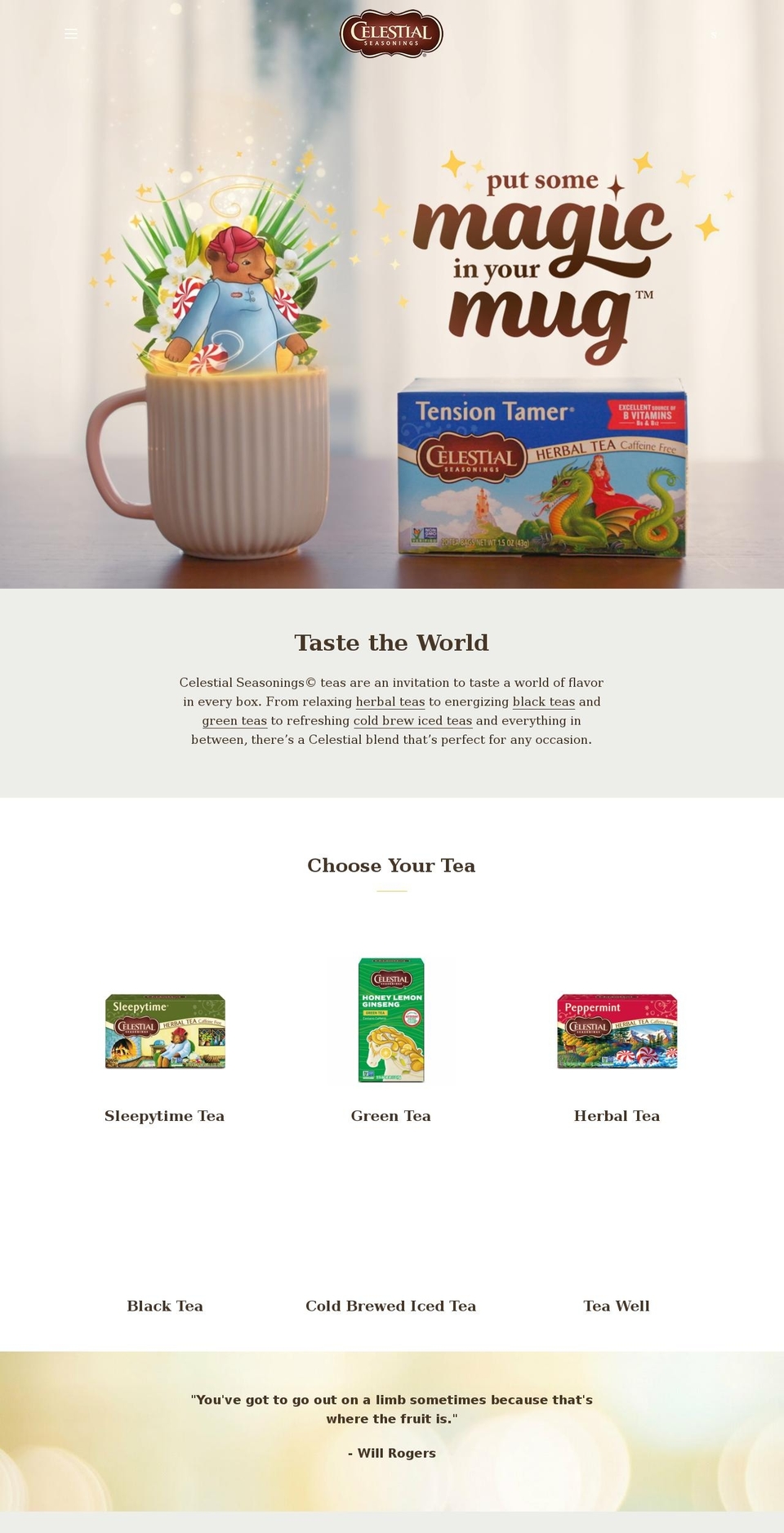 celestialseasonings.com shopify website screenshot