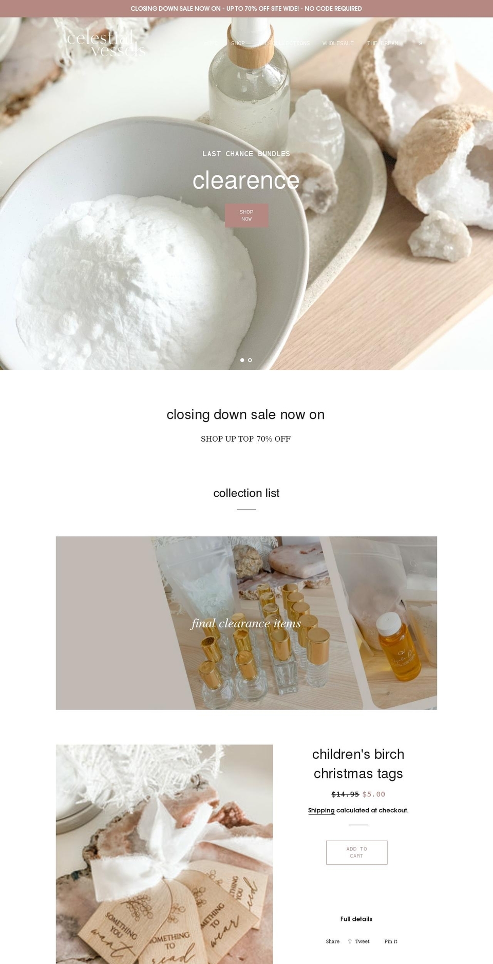 celestialvessels.com.au shopify website screenshot