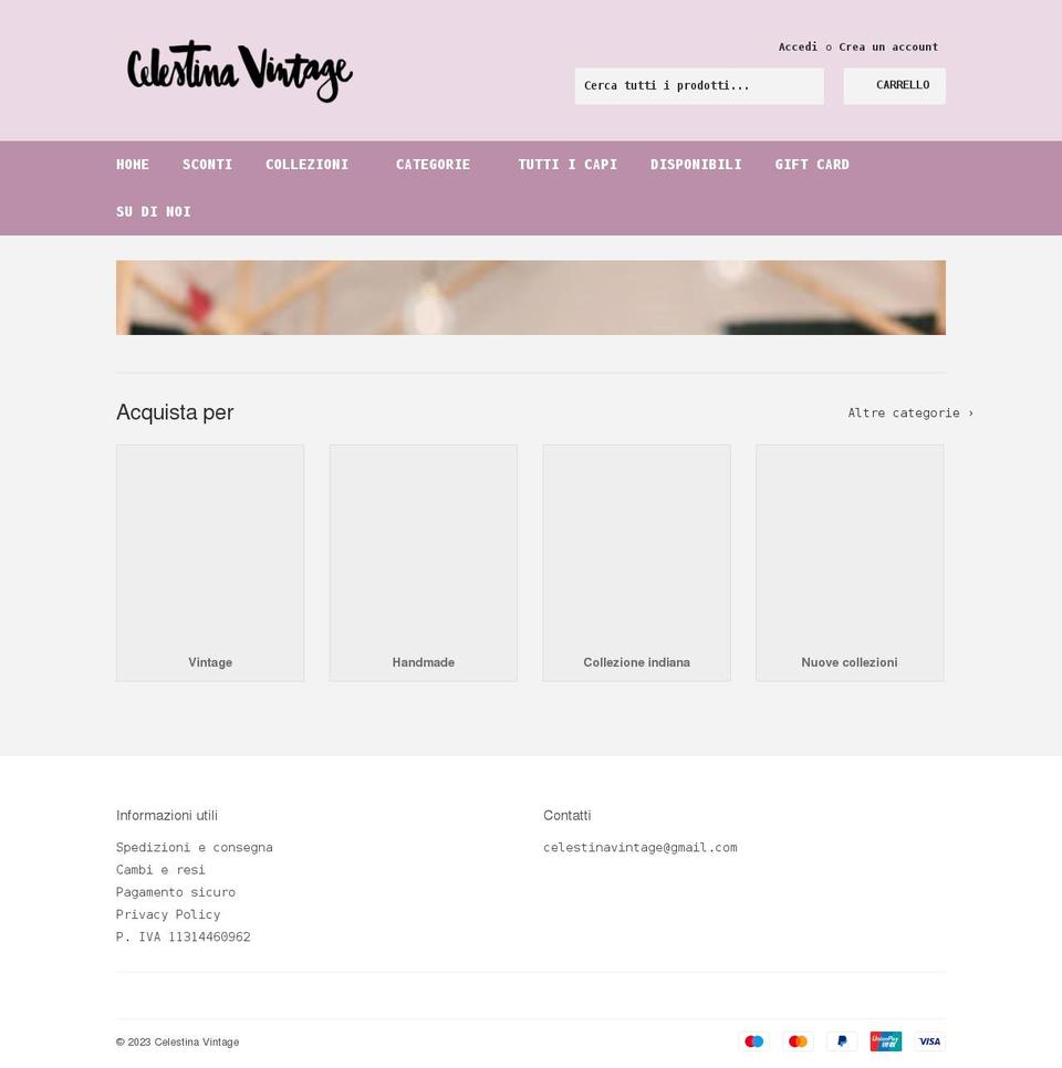 celestinavintage.com shopify website screenshot