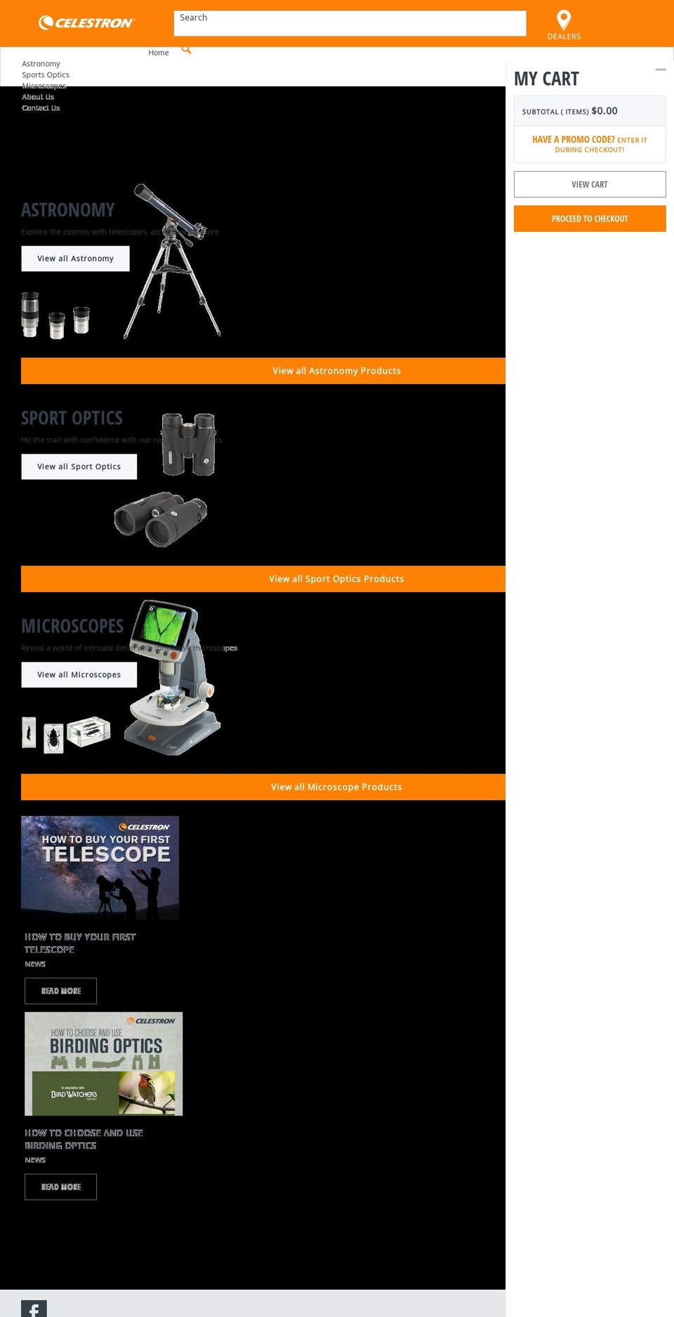 celestron.com.au shopify website screenshot