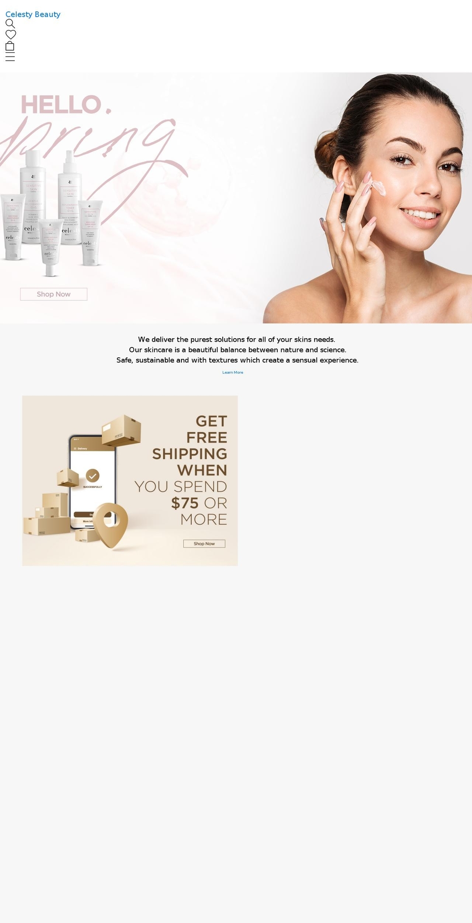 celestybeauty.com shopify website screenshot