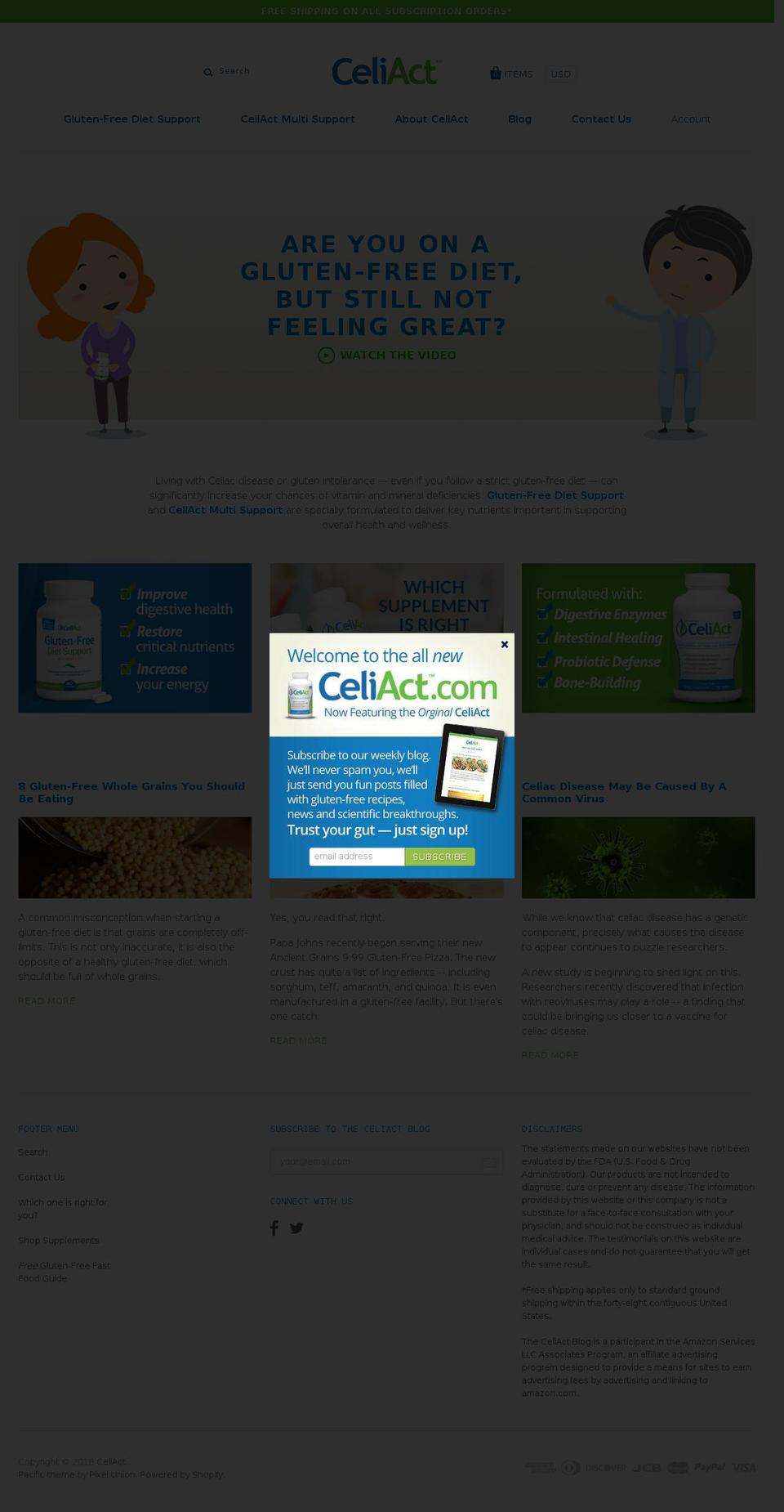 celiact.co shopify website screenshot