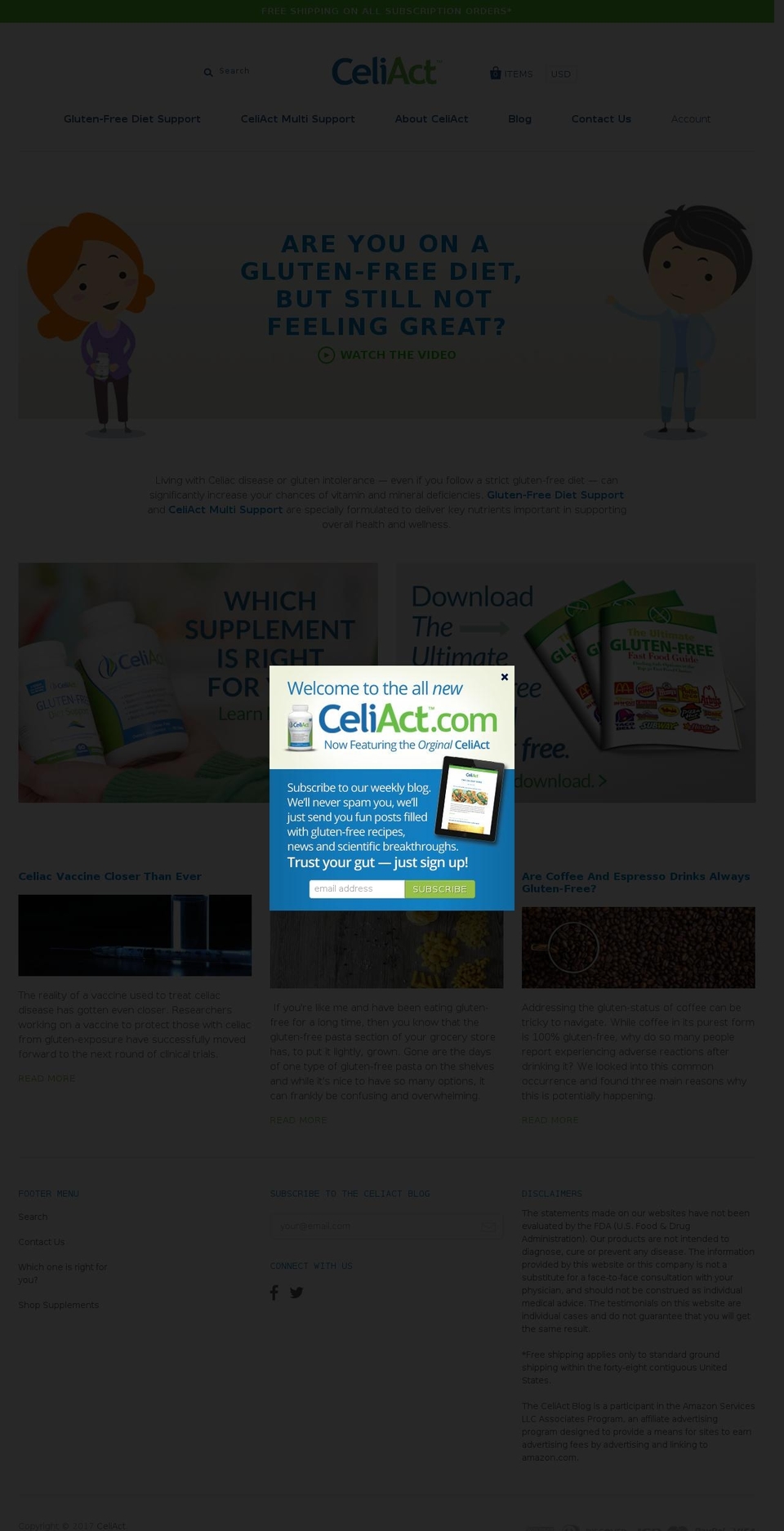 celiact.com shopify website screenshot