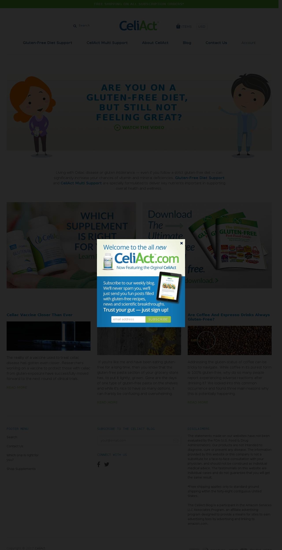 celiact.net shopify website screenshot