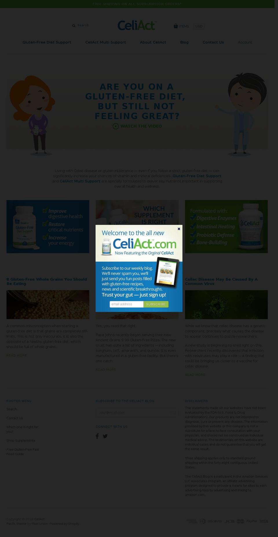 celiact.org shopify website screenshot