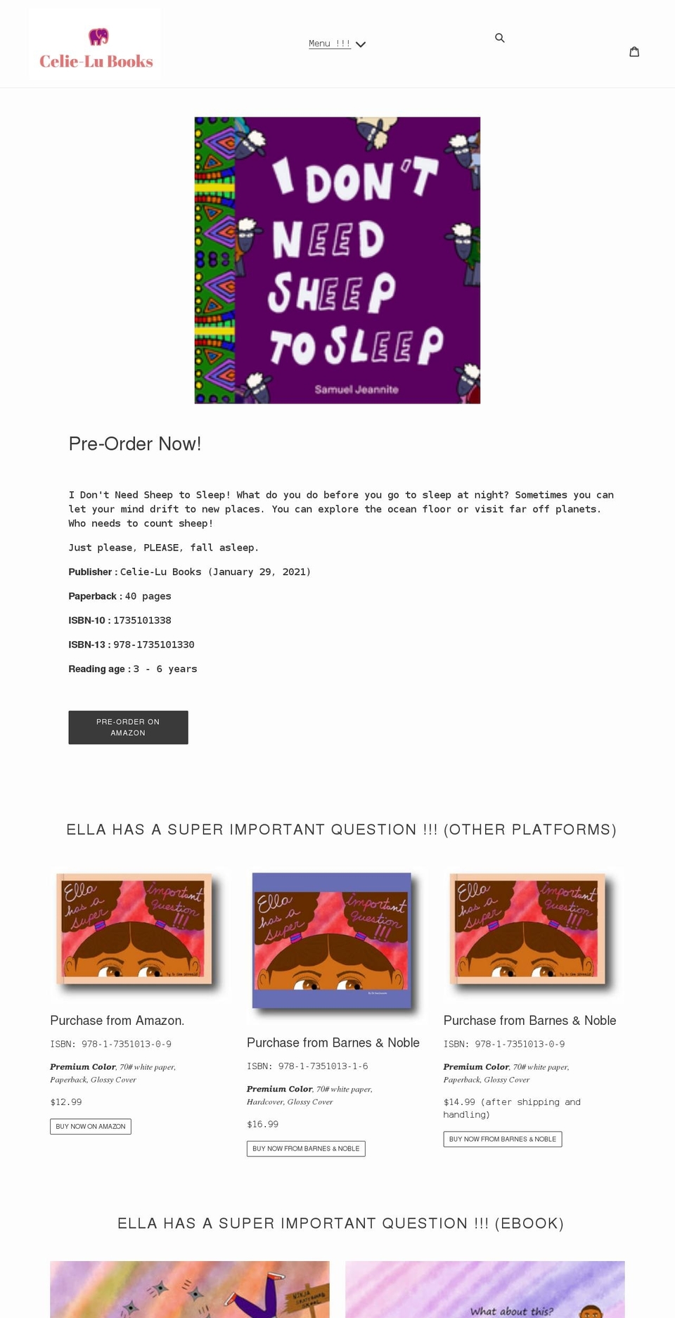 celie-lu-books.com shopify website screenshot