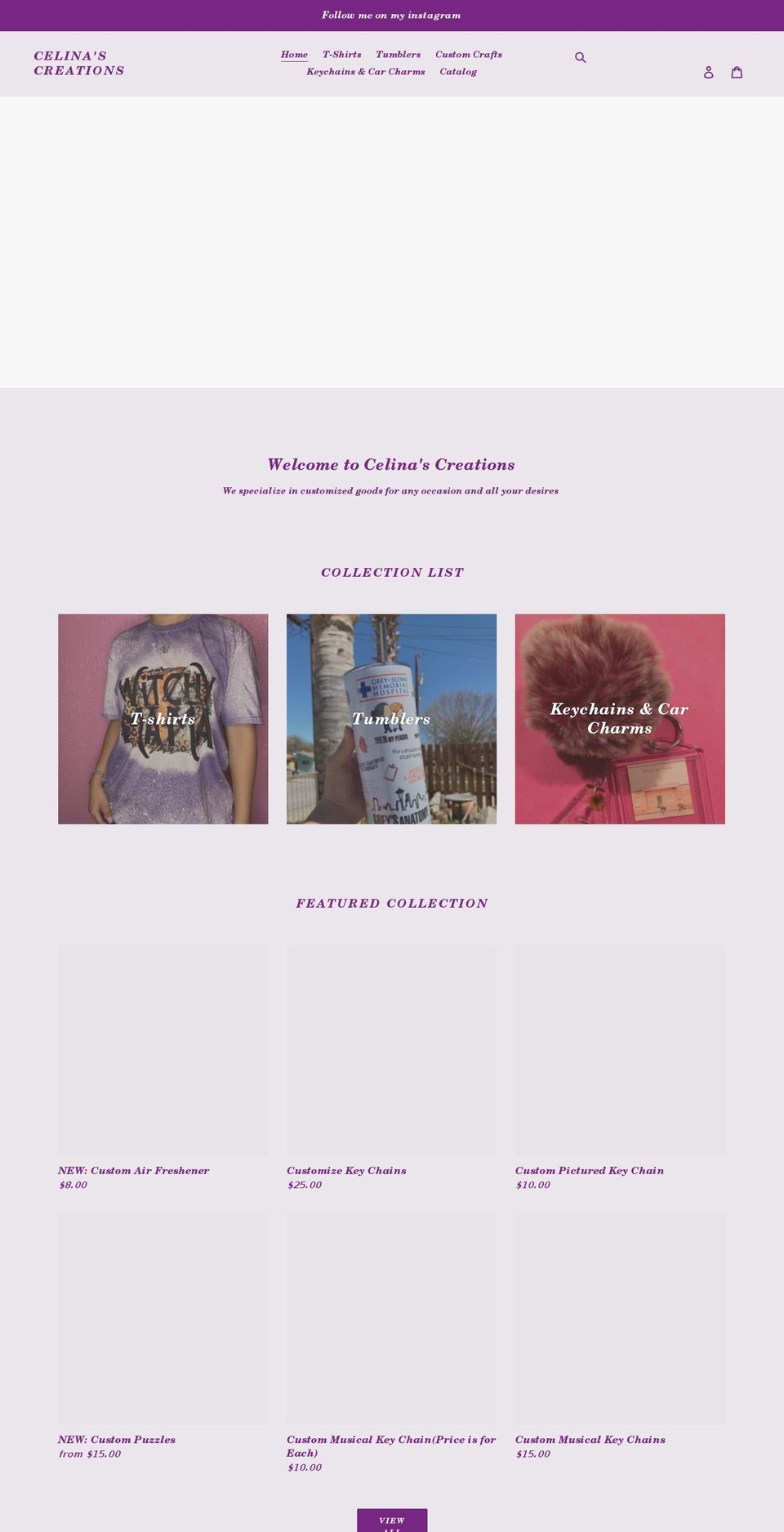 celinascreations.com shopify website screenshot