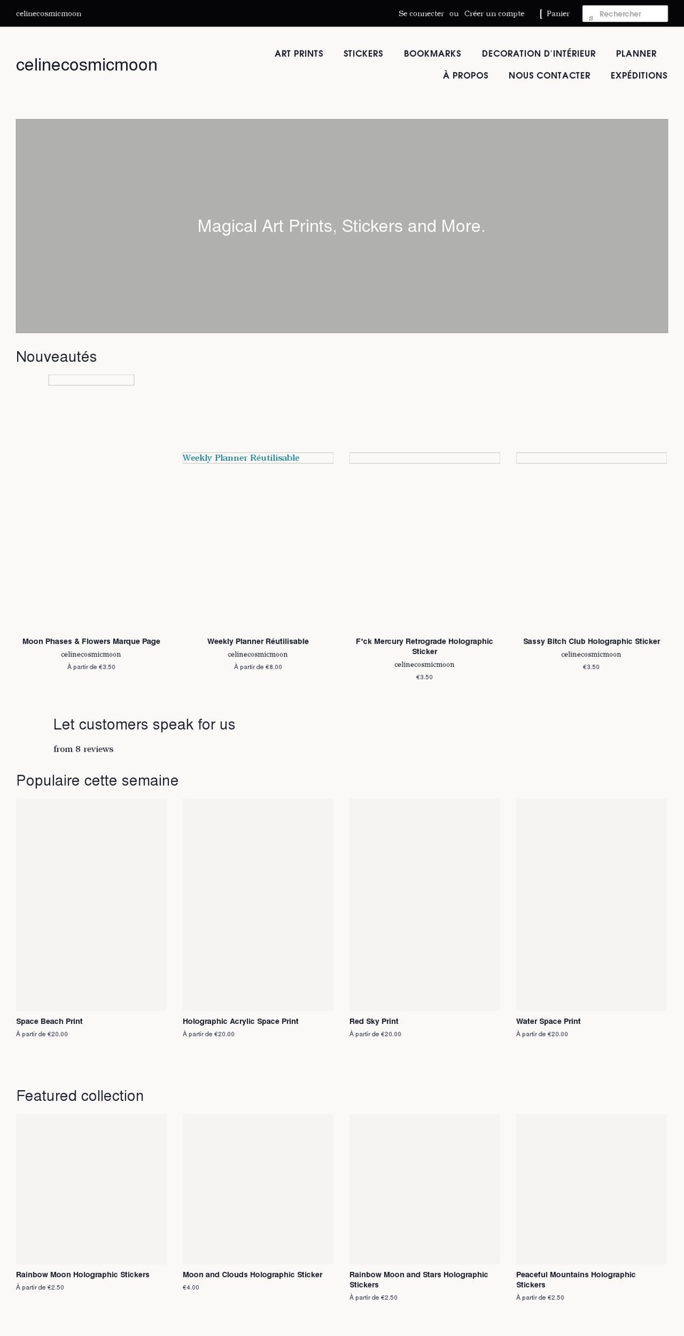 celinecosmicmoon.com shopify website screenshot