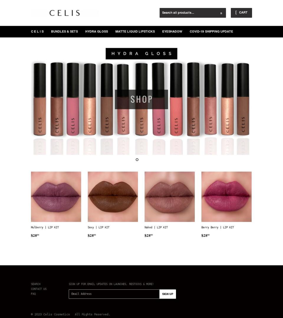 celiscosmetics.com shopify website screenshot