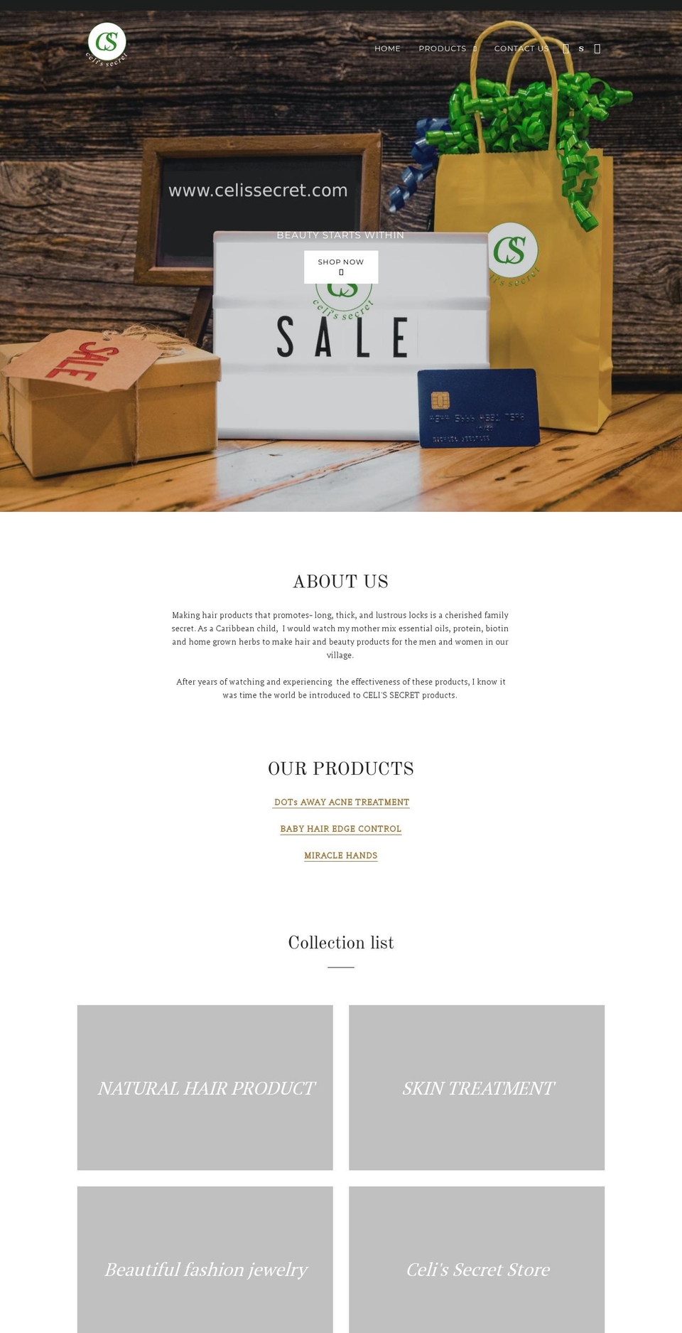 celissecret.com — Shopify storefront screenshot