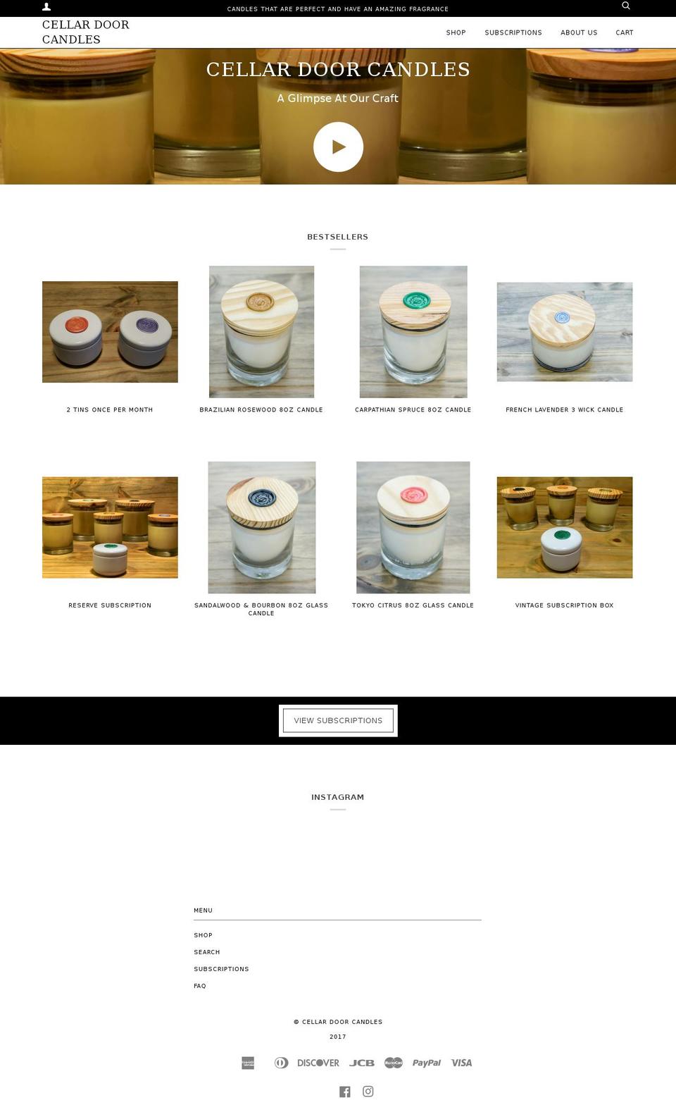 cellardoorcandles.com shopify website screenshot
