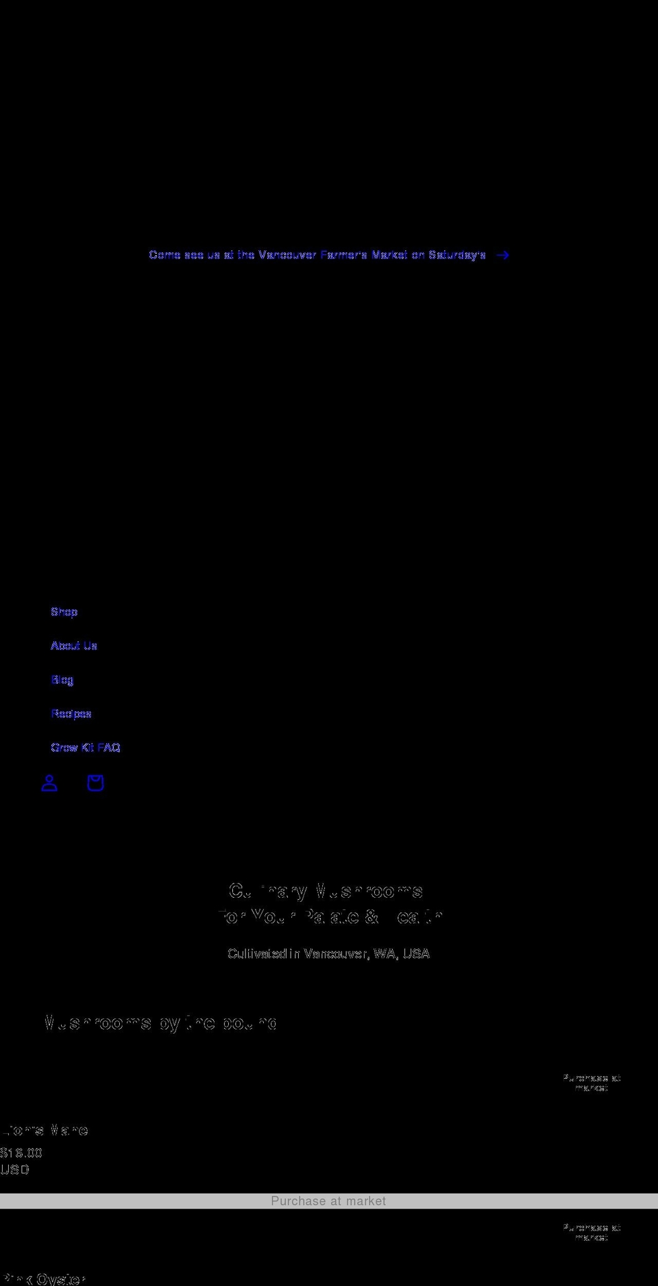 cellarmushrooms.com shopify website screenshot