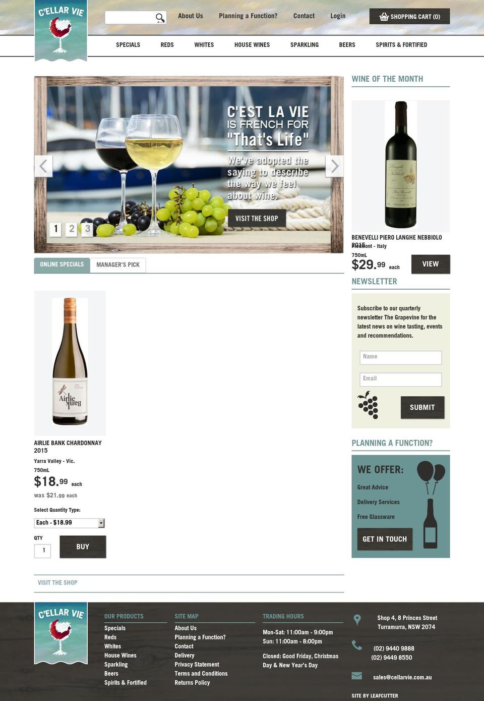 cellarvie.com.au shopify website screenshot