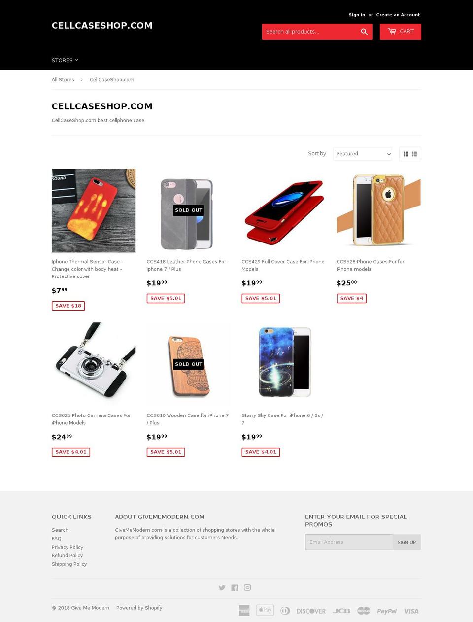 cellcaseshop.com — Shopify storefront screenshot
