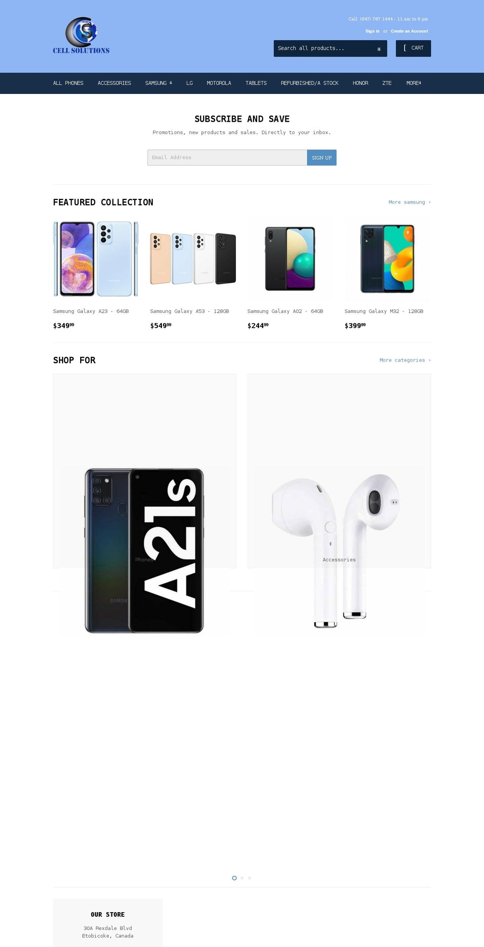 cellsolutions.ca shopify website screenshot