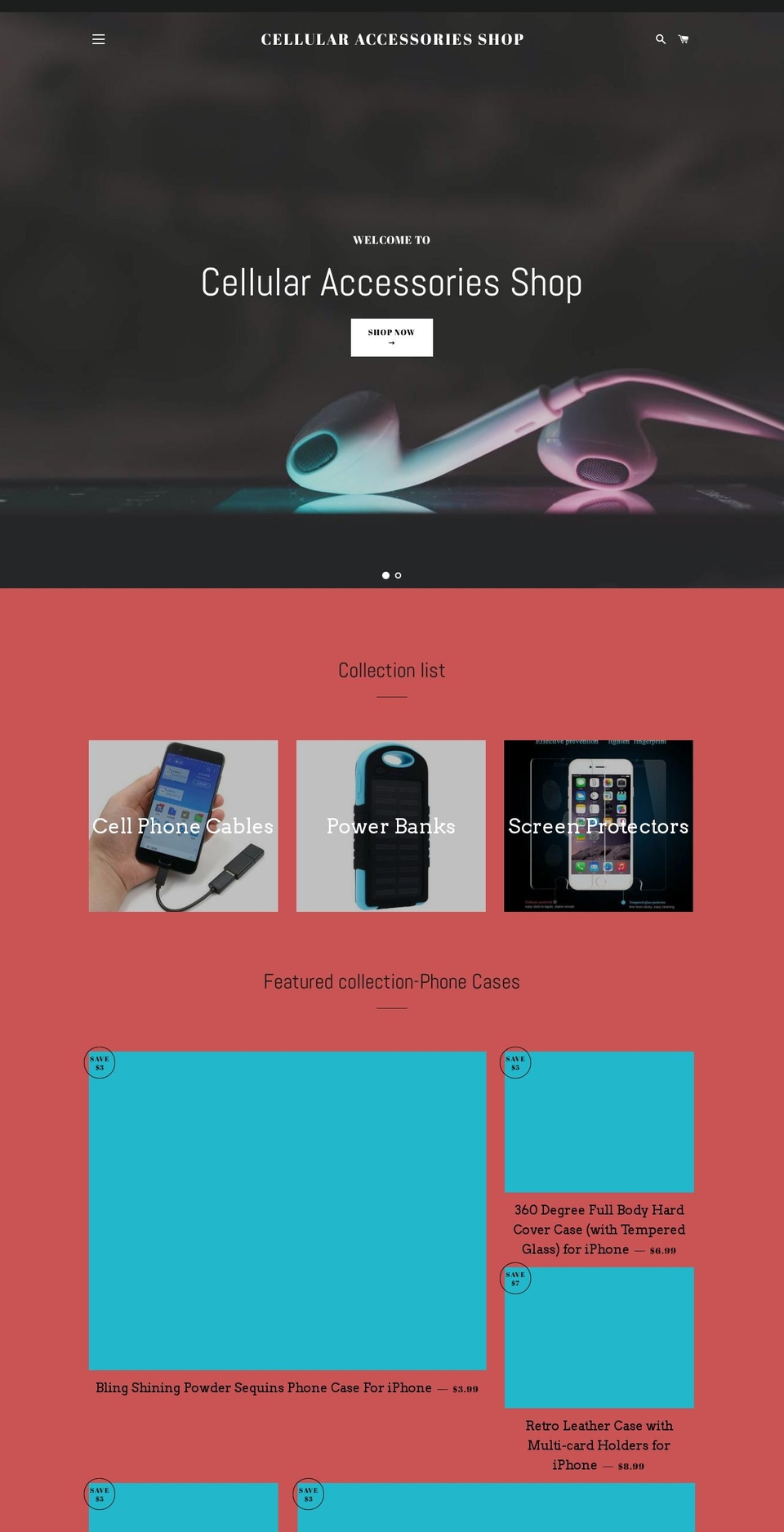 cellularaccessoriesshop.com — Shopify storefront screenshot