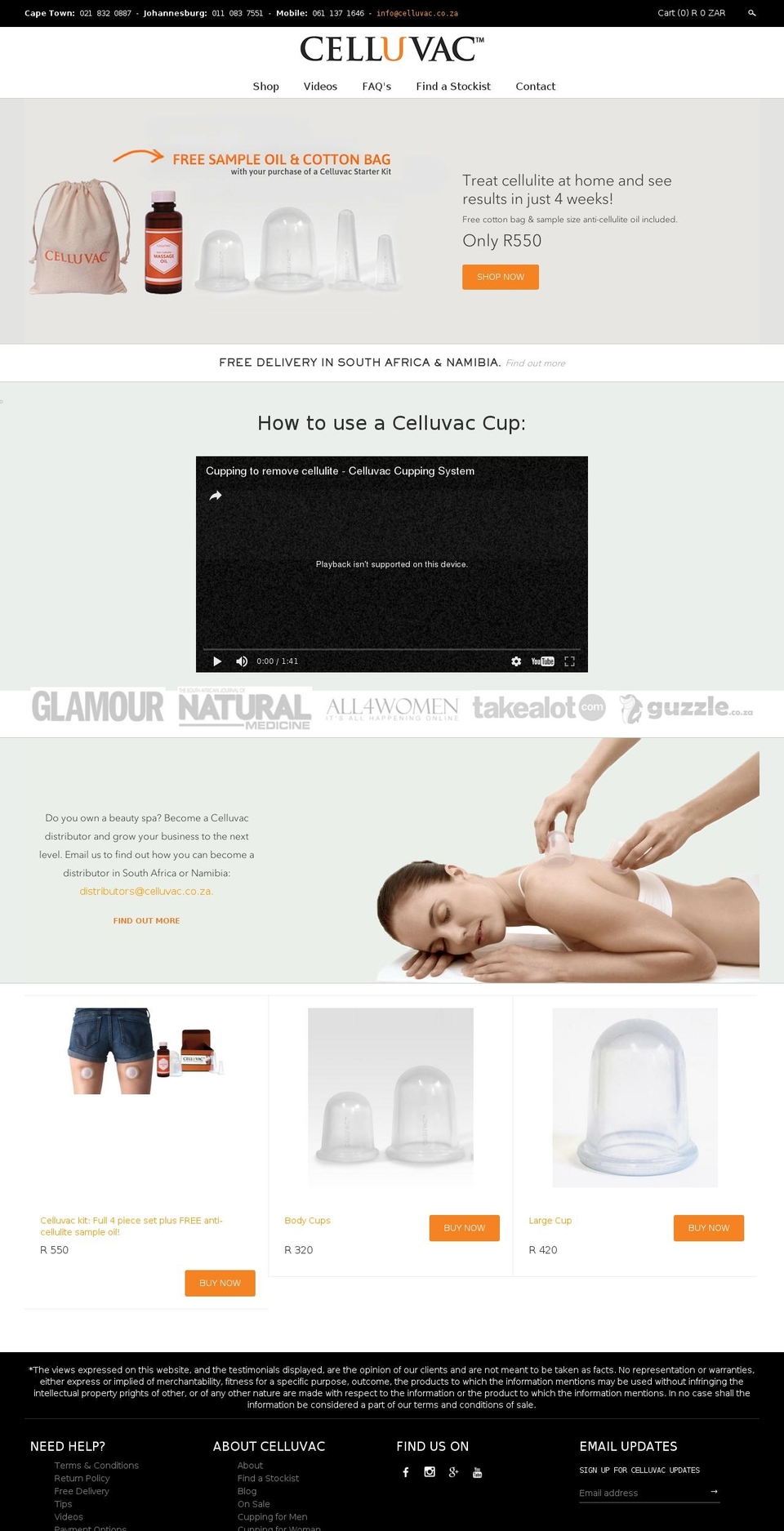 celluvac.co.za shopify website screenshot