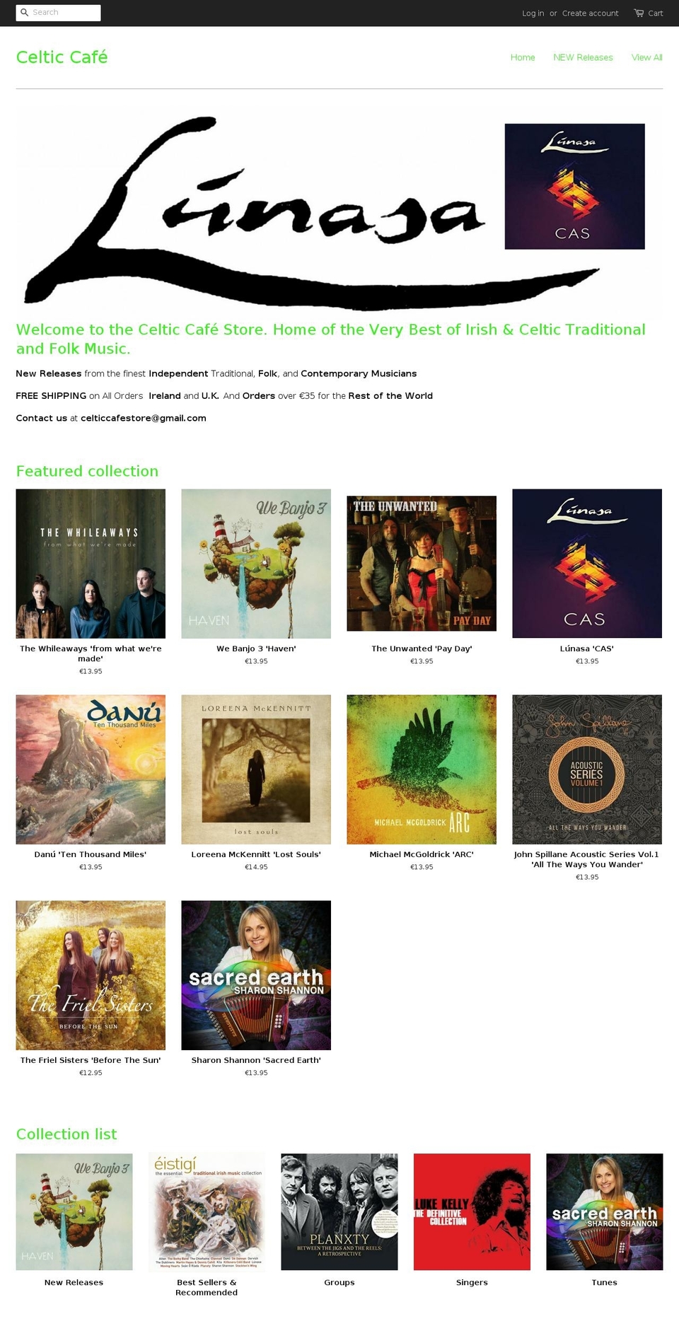 celticcafestore.com — Shopify storefront screenshot
