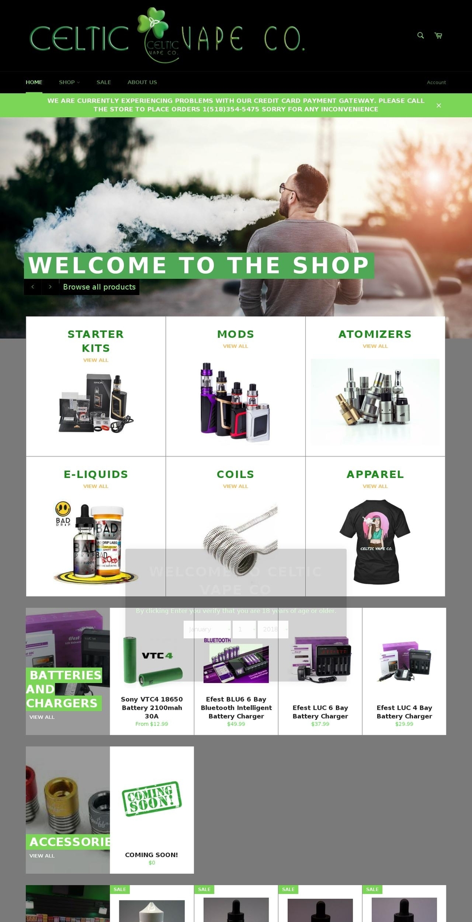 celticvapeco.com shopify website screenshot