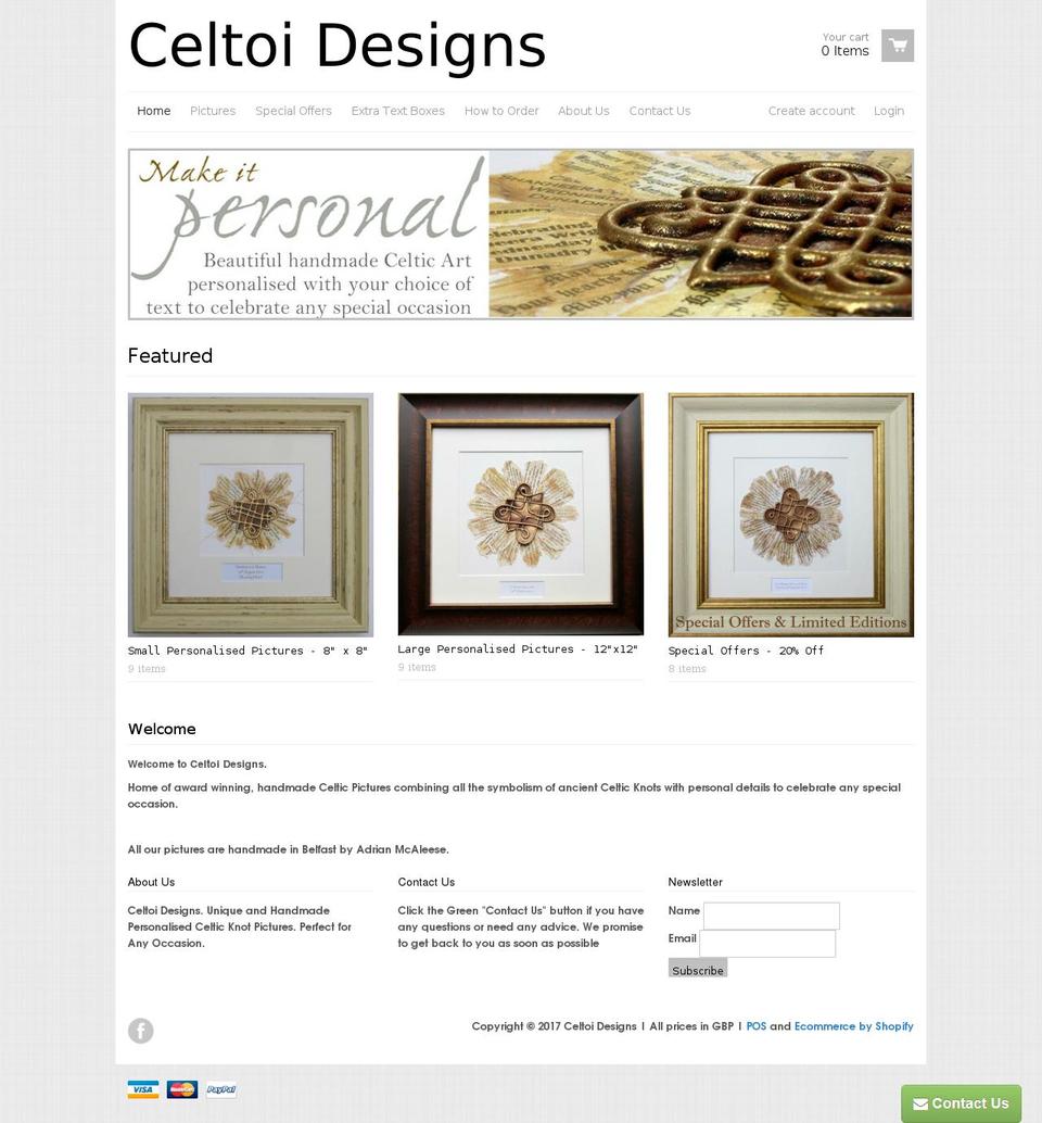 celtoidesigns.com shopify website screenshot