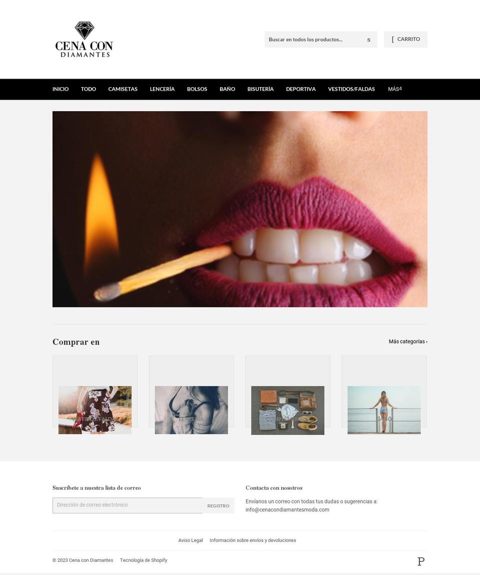 cenacondiamantes.com shopify website screenshot