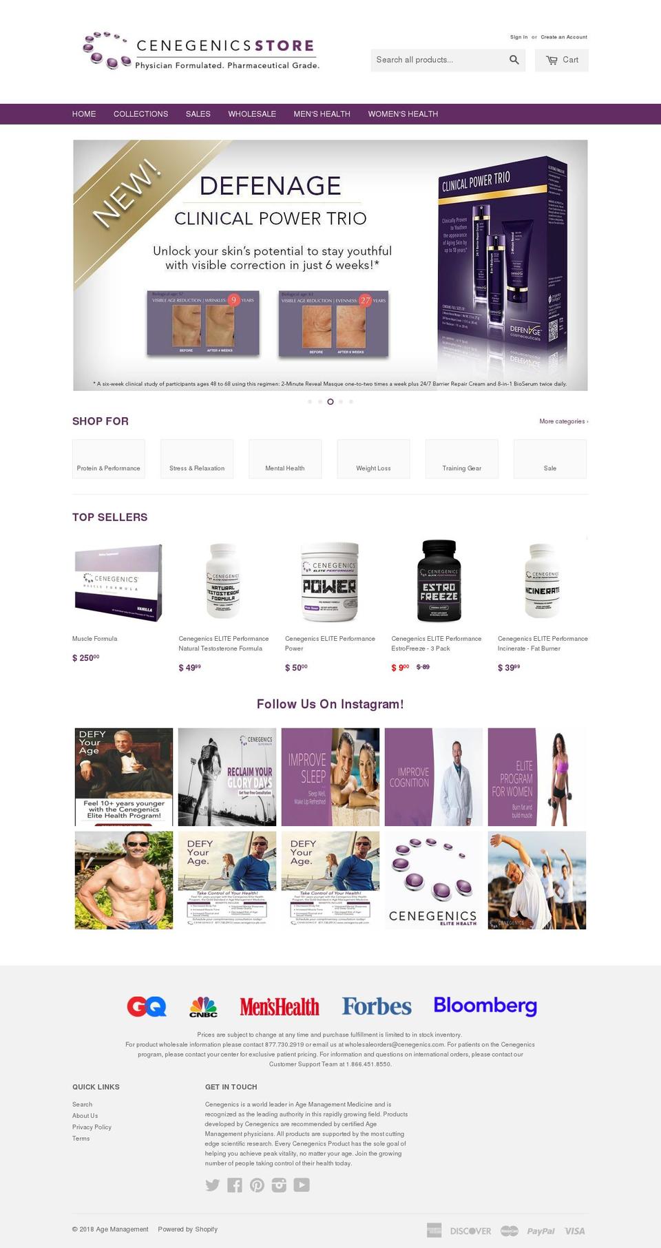 cenegenicsonlinestore.com shopify website screenshot