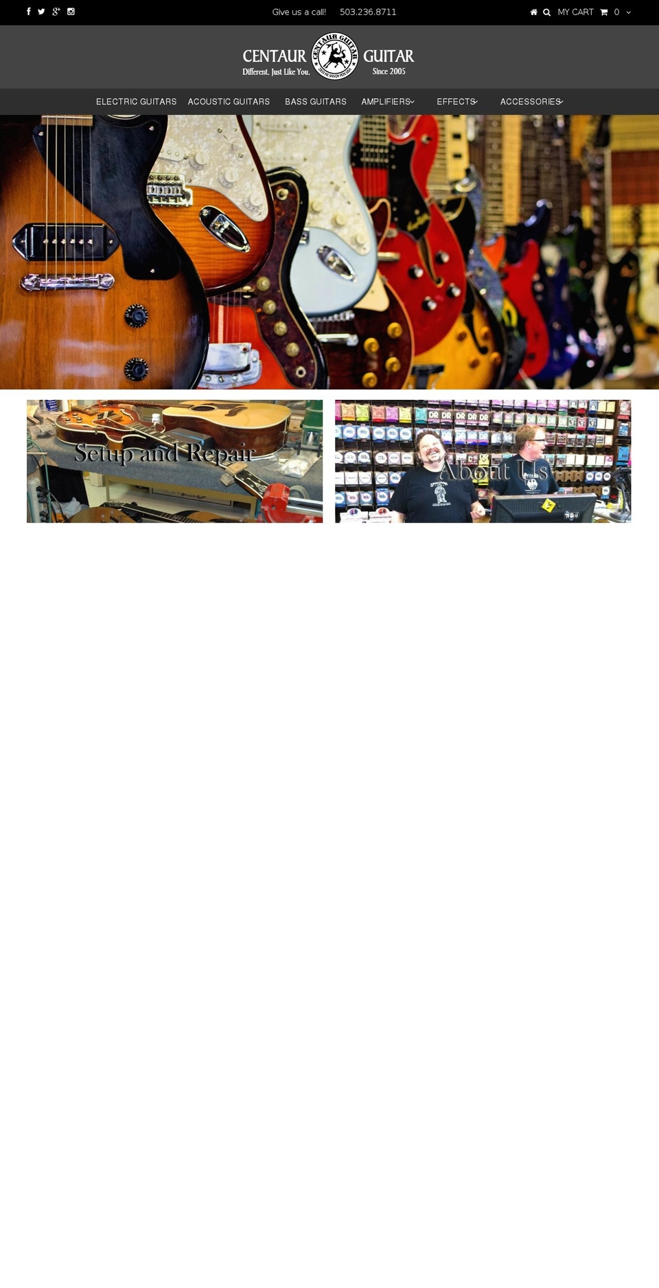 centaurguitar.com shopify website screenshot