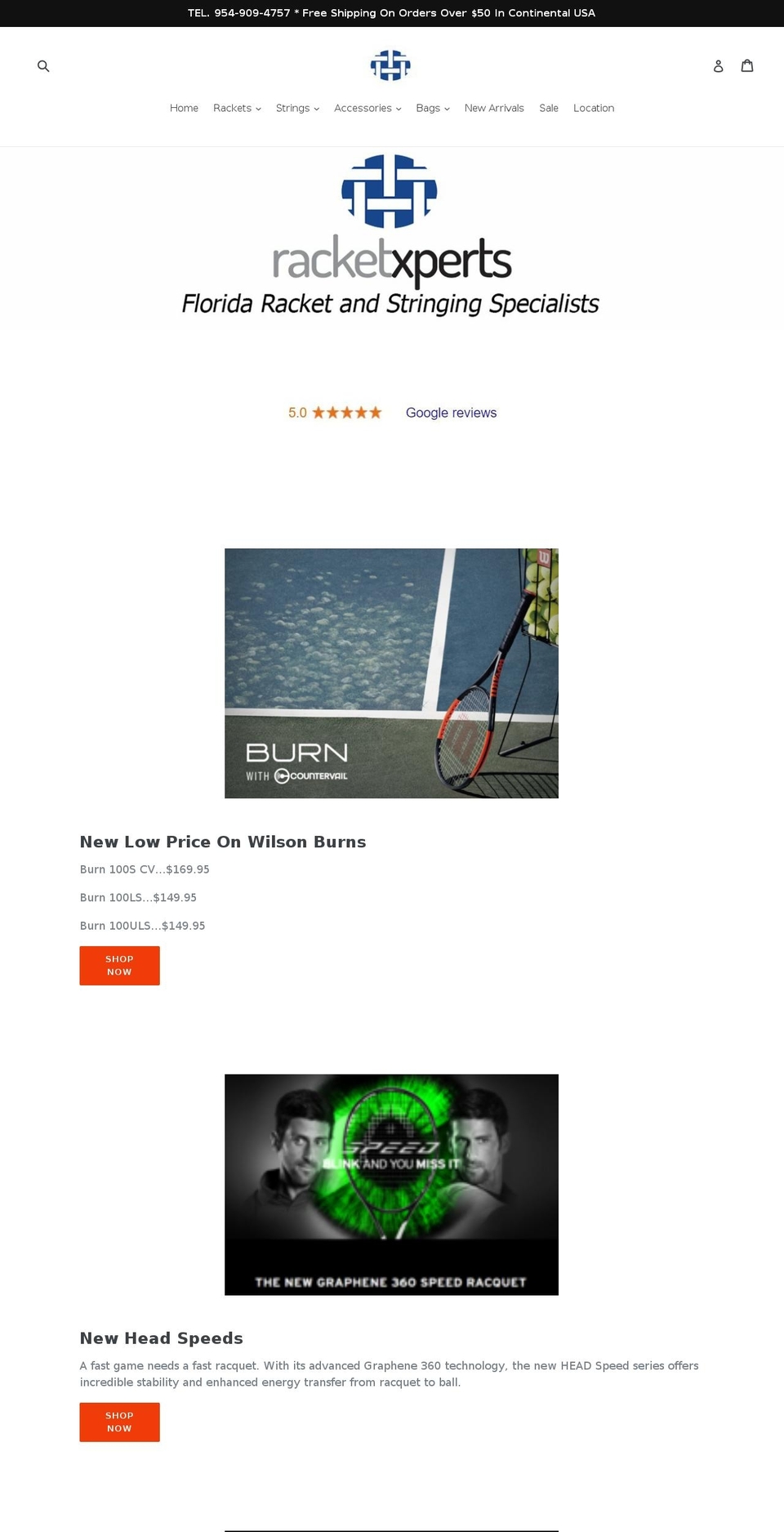 centercourtperformancetennis.com — Shopify storefront screenshot